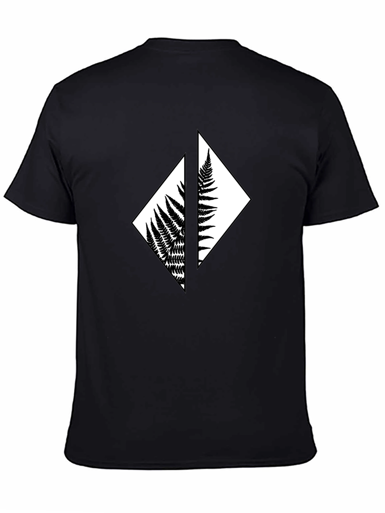 Fern Diamond Black T-Shirt - Nature Inspired Graphic Tee