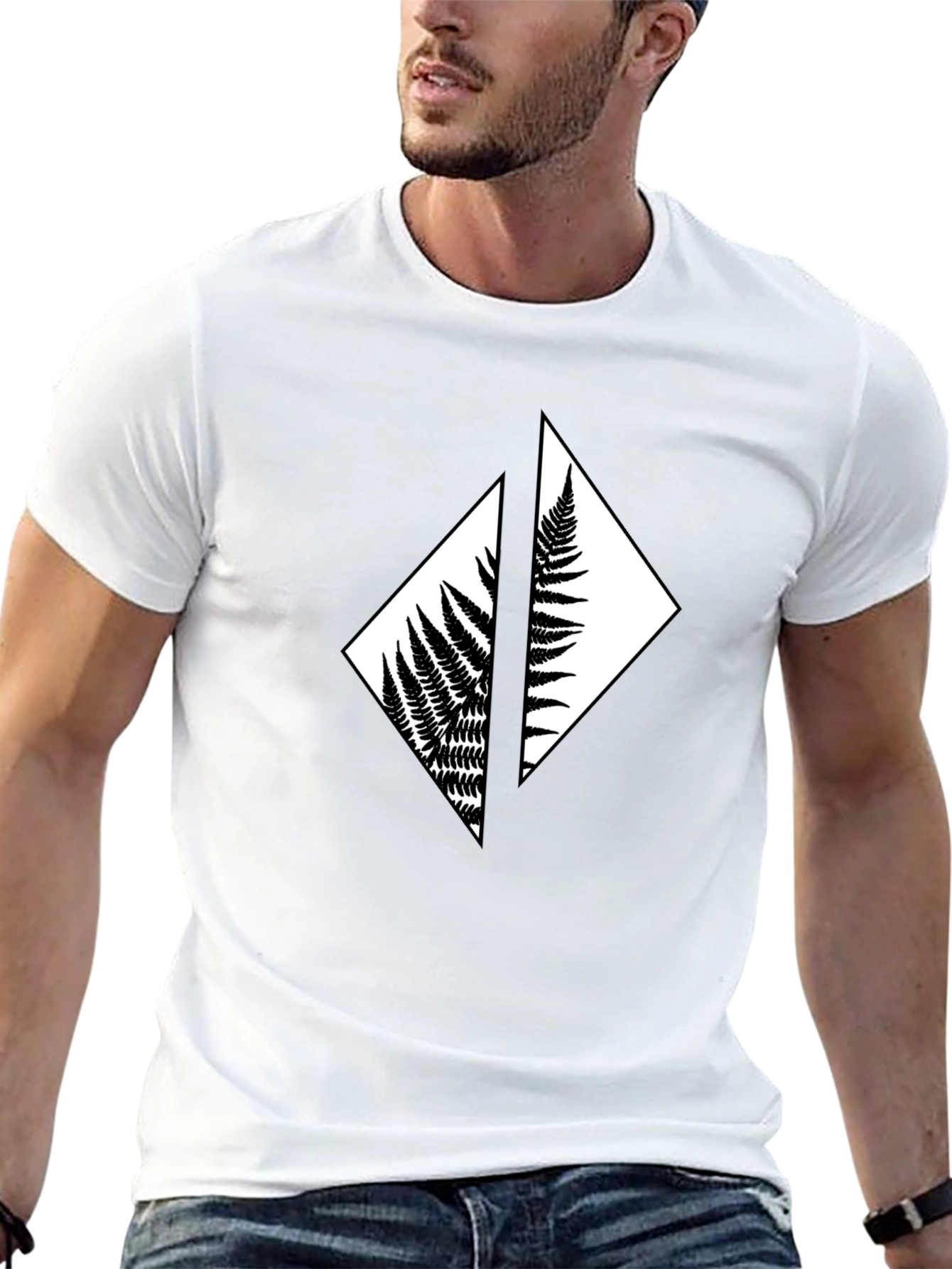 Fern Diamond Black T-Shirt - Nature Inspired Graphic Tee