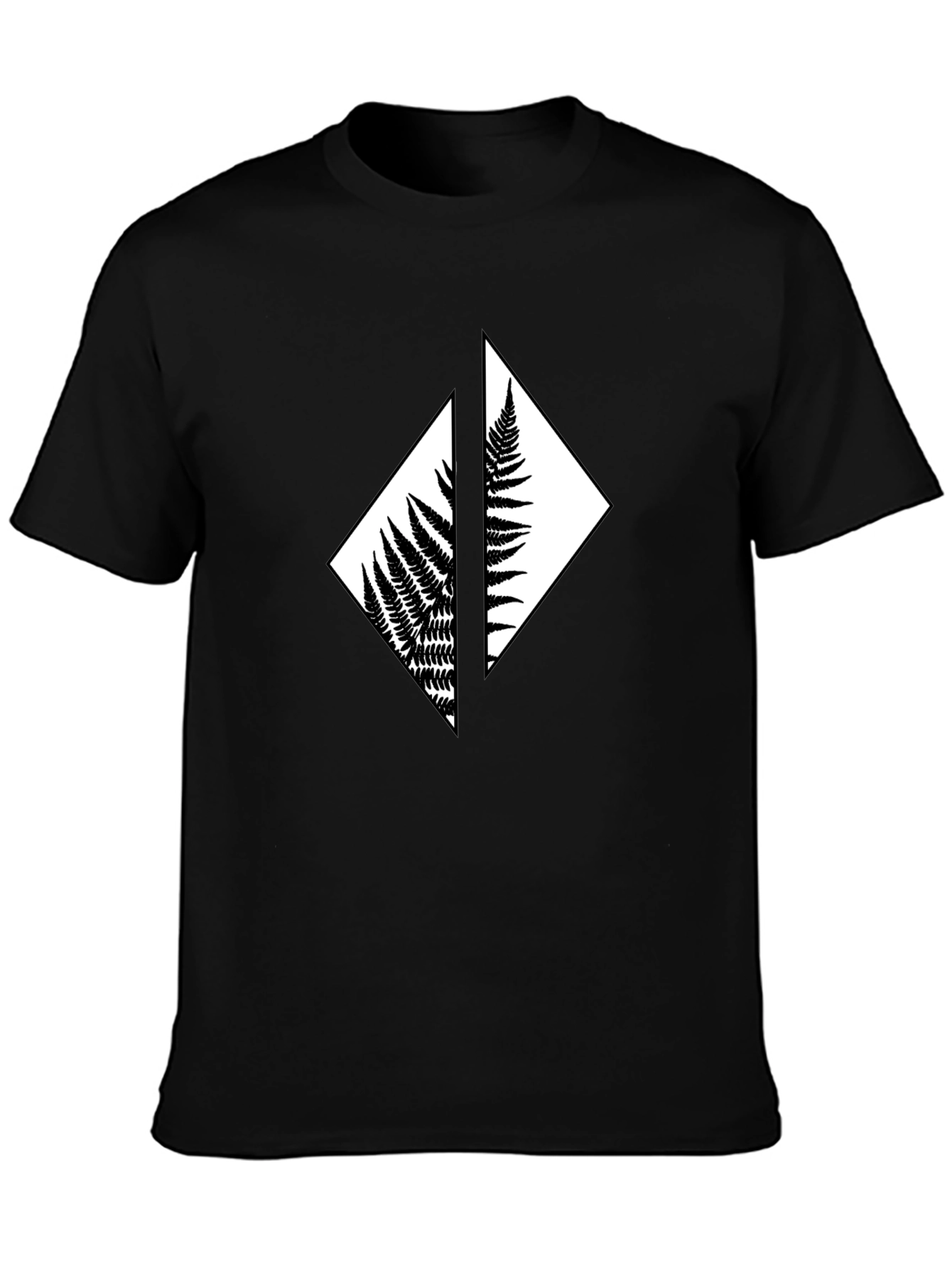 Fern Diamond Black T-Shirt - Nature Inspired Graphic Tee