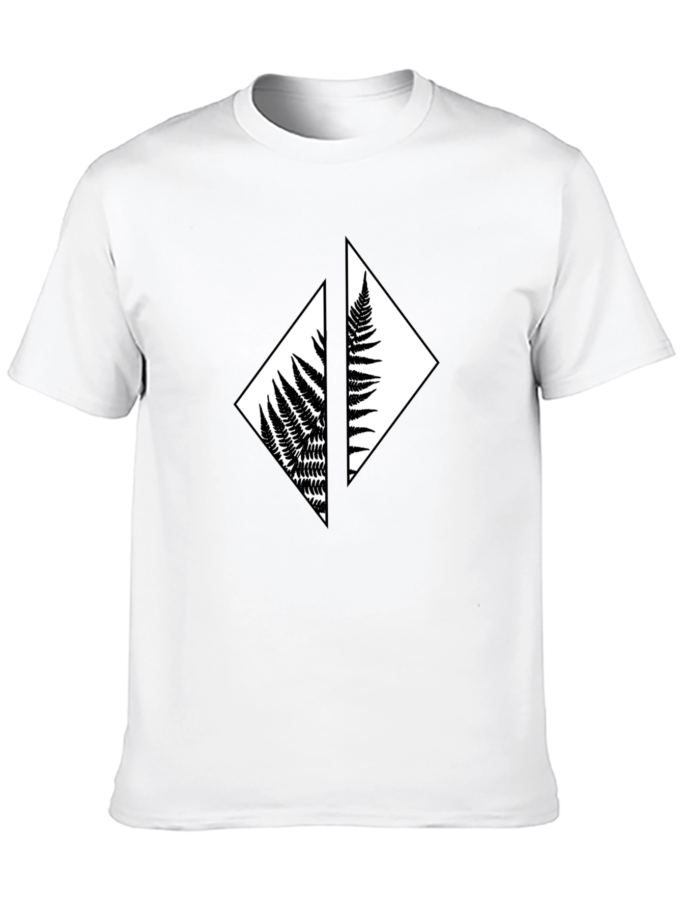 Fern Diamond Black T-Shirt - Nature Inspired Graphic Tee
