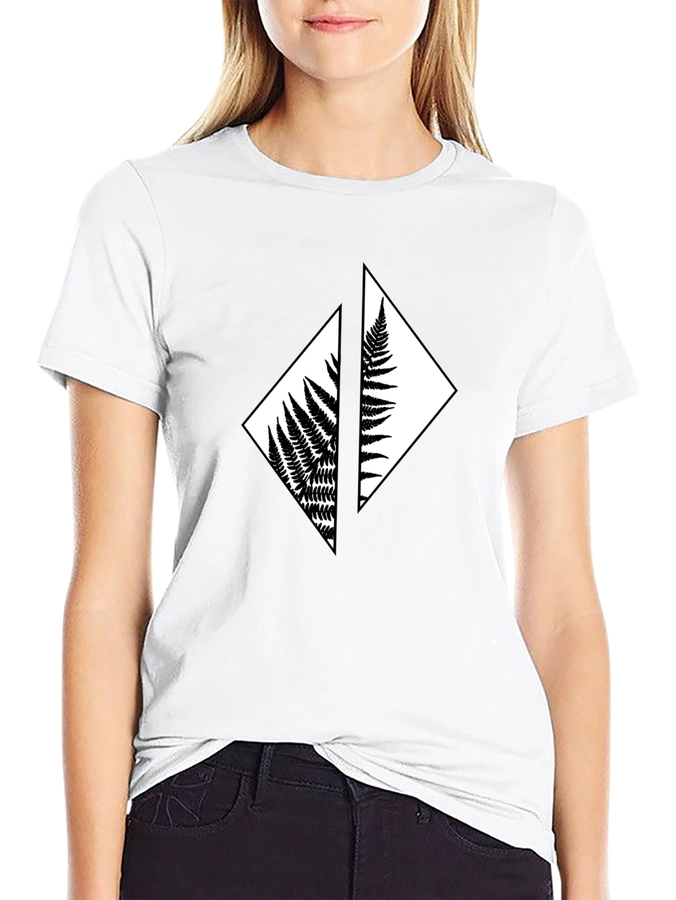 Fern Diamond Black T-Shirt - Nature Inspired Graphic Tee