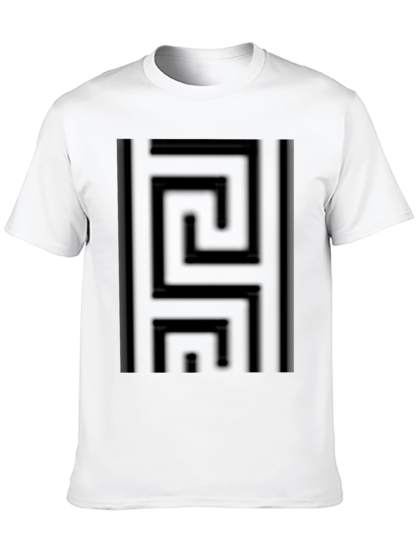 Black Geometric Maze Pattern T-Shirt - Modern Style