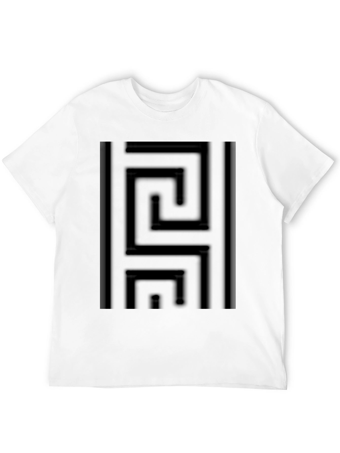 Black Geometric Maze Pattern T-Shirt - Modern Style