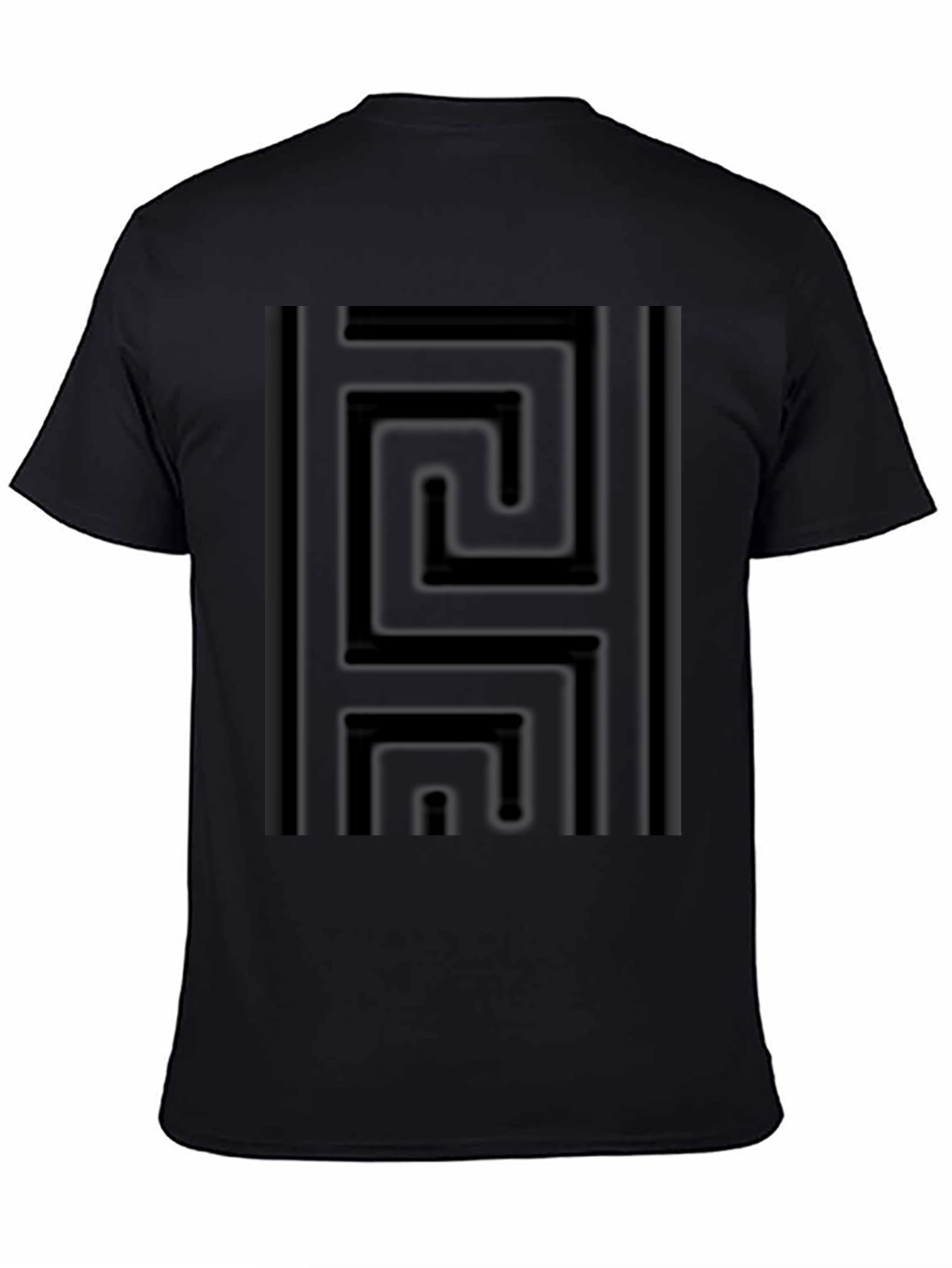 Black Geometric Maze Pattern T-Shirt - Modern Style