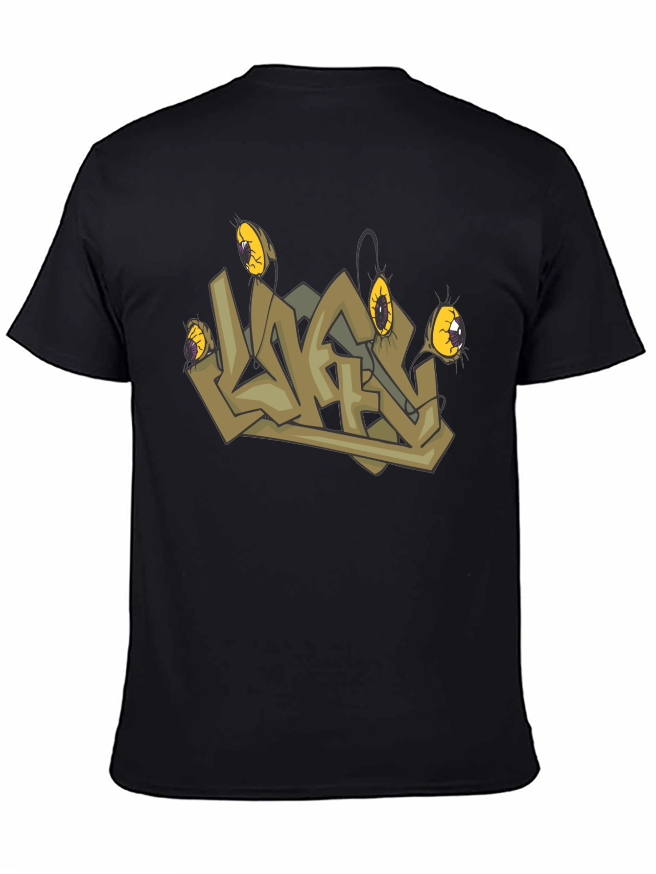 Graffiti Art Graphic Print Tee - Black Cotton Blend