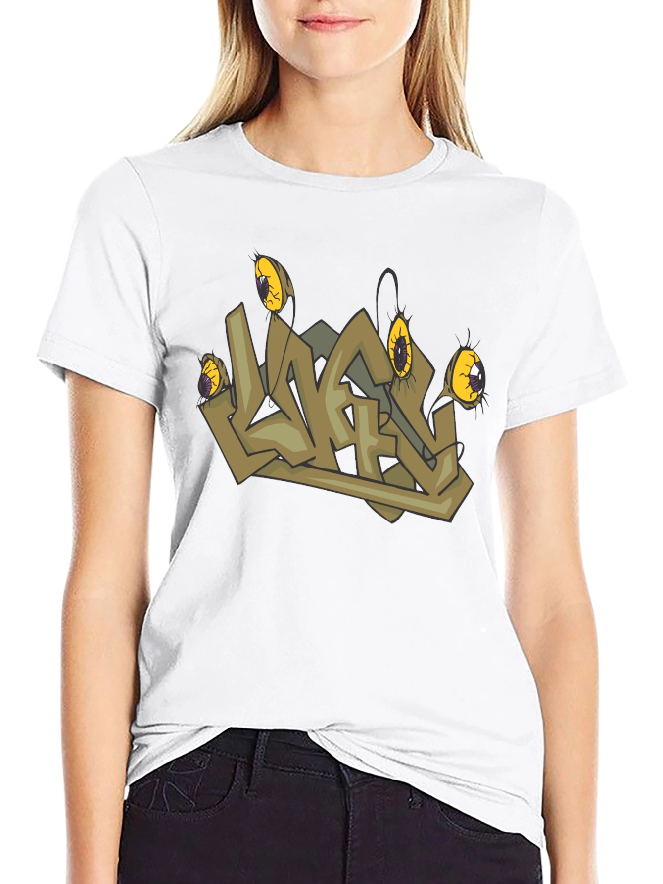 Graffiti Art Graphic Print Tee - Black Cotton Blend