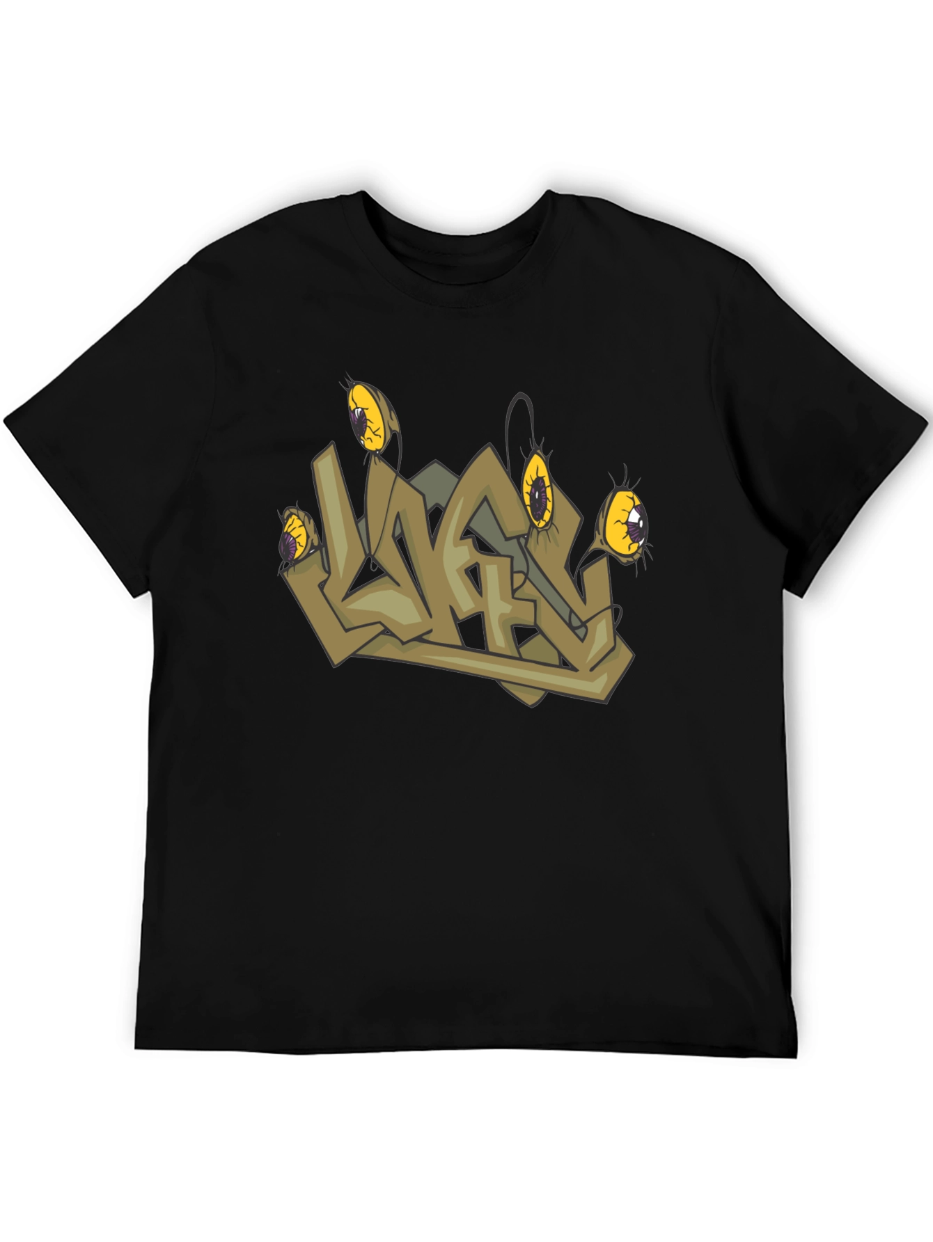 Graffiti Art Graphic Print Tee - Black Cotton Blend