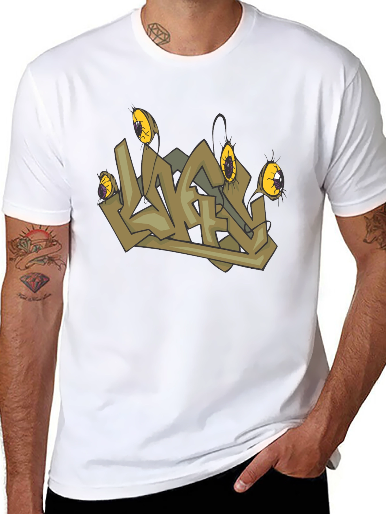 Graffiti Art Graphic Print Tee - Black Cotton Blend