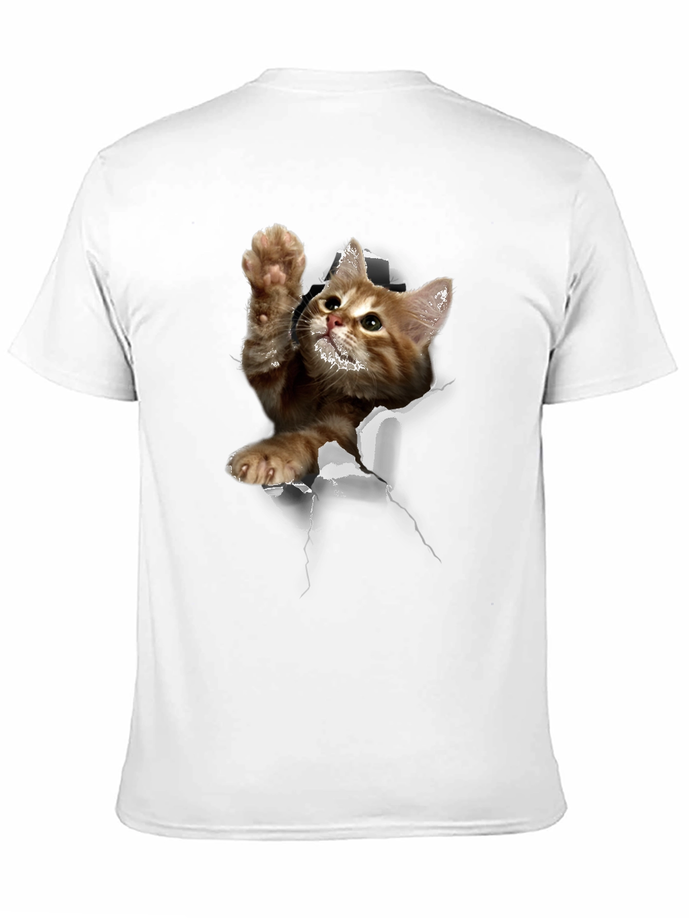3D Cat Graphic Print Tee - Mens Black T-Shirt