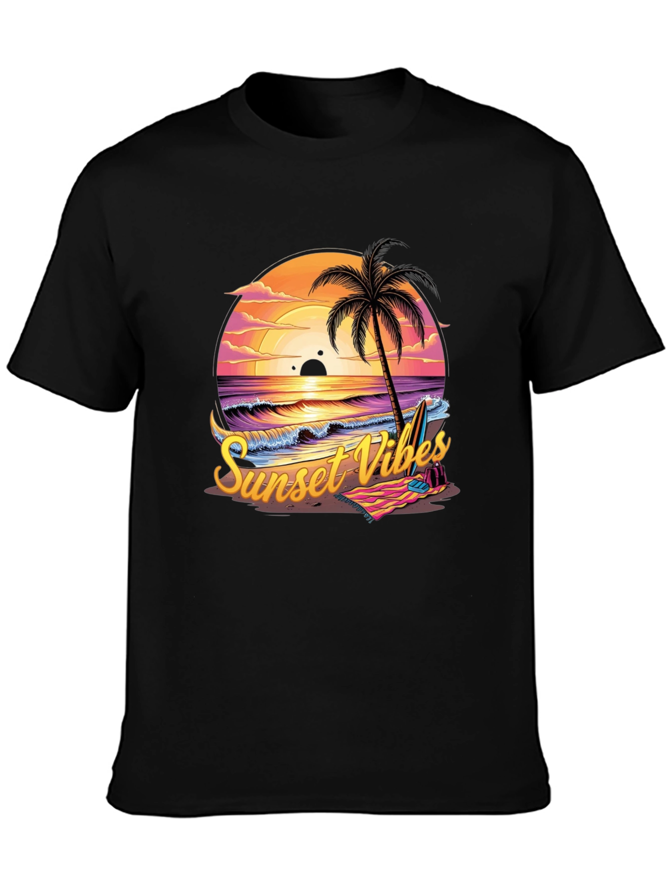 Sunset Vibes Graphic Tee - Beach Palm Tree