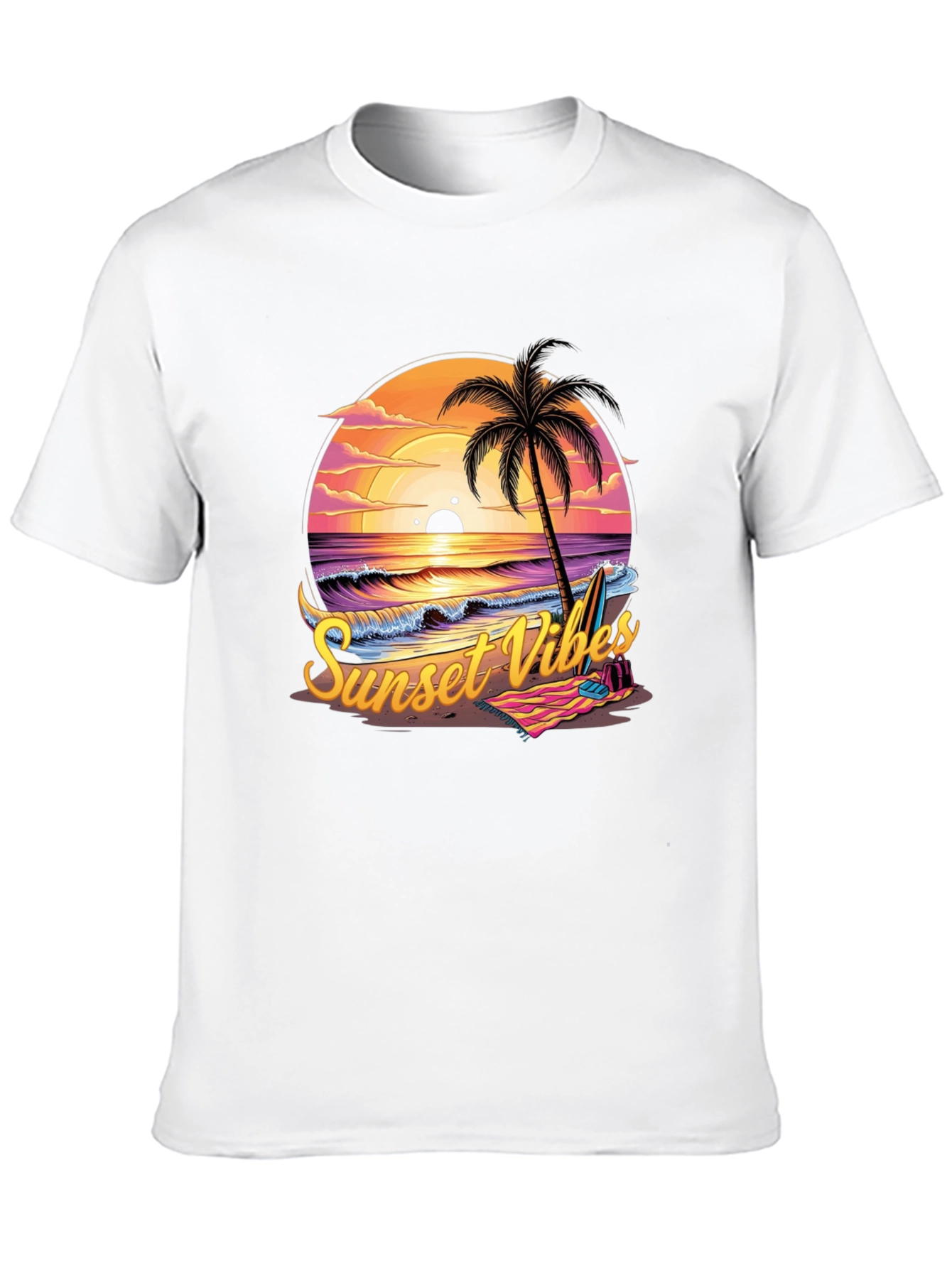 Sunset Vibes Graphic Tee - Beach Palm Tree
