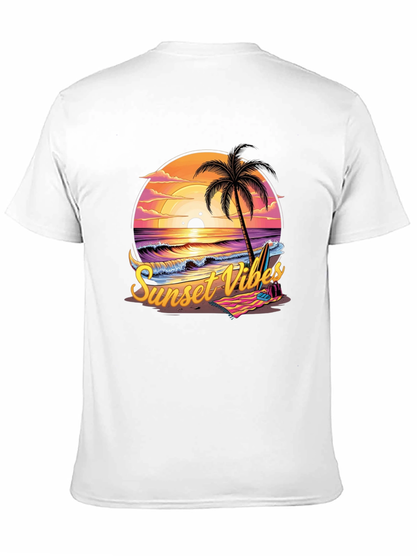 Sunset Vibes Graphic Tee - Beach Palm Tree