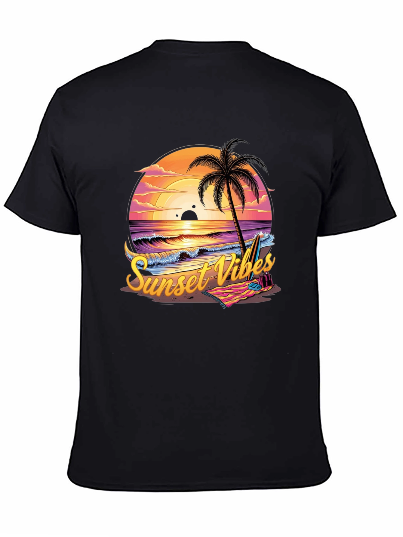 Sunset Vibes Graphic Tee - Beach Palm Tree