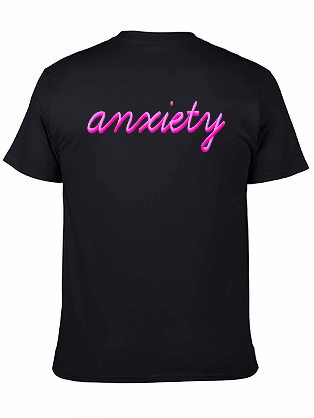 Anxiety Pink Text Black T-Shirt