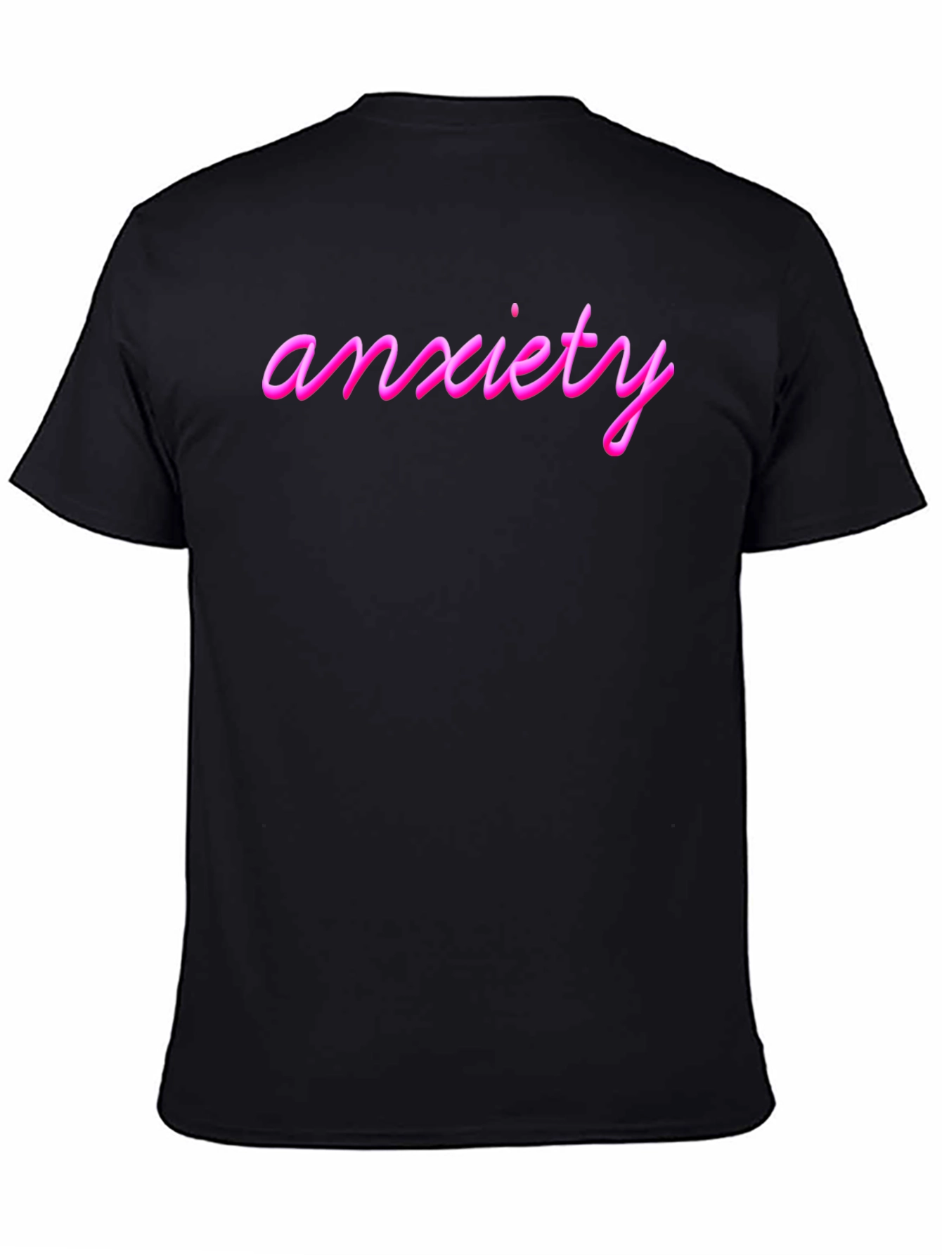 Anxiety Pink Text Black T-Shirt