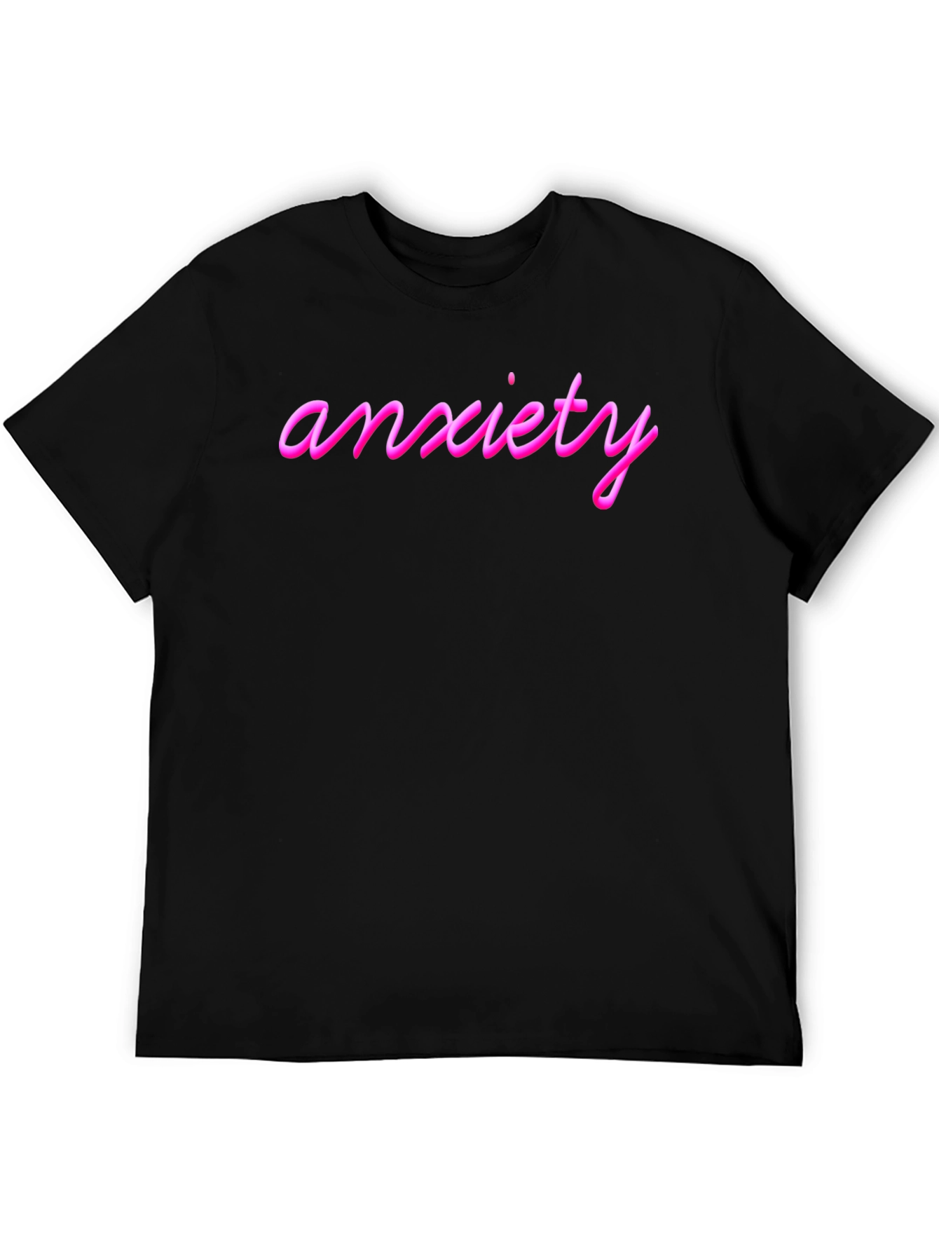 Anxiety Pink Text Black T-Shirt
