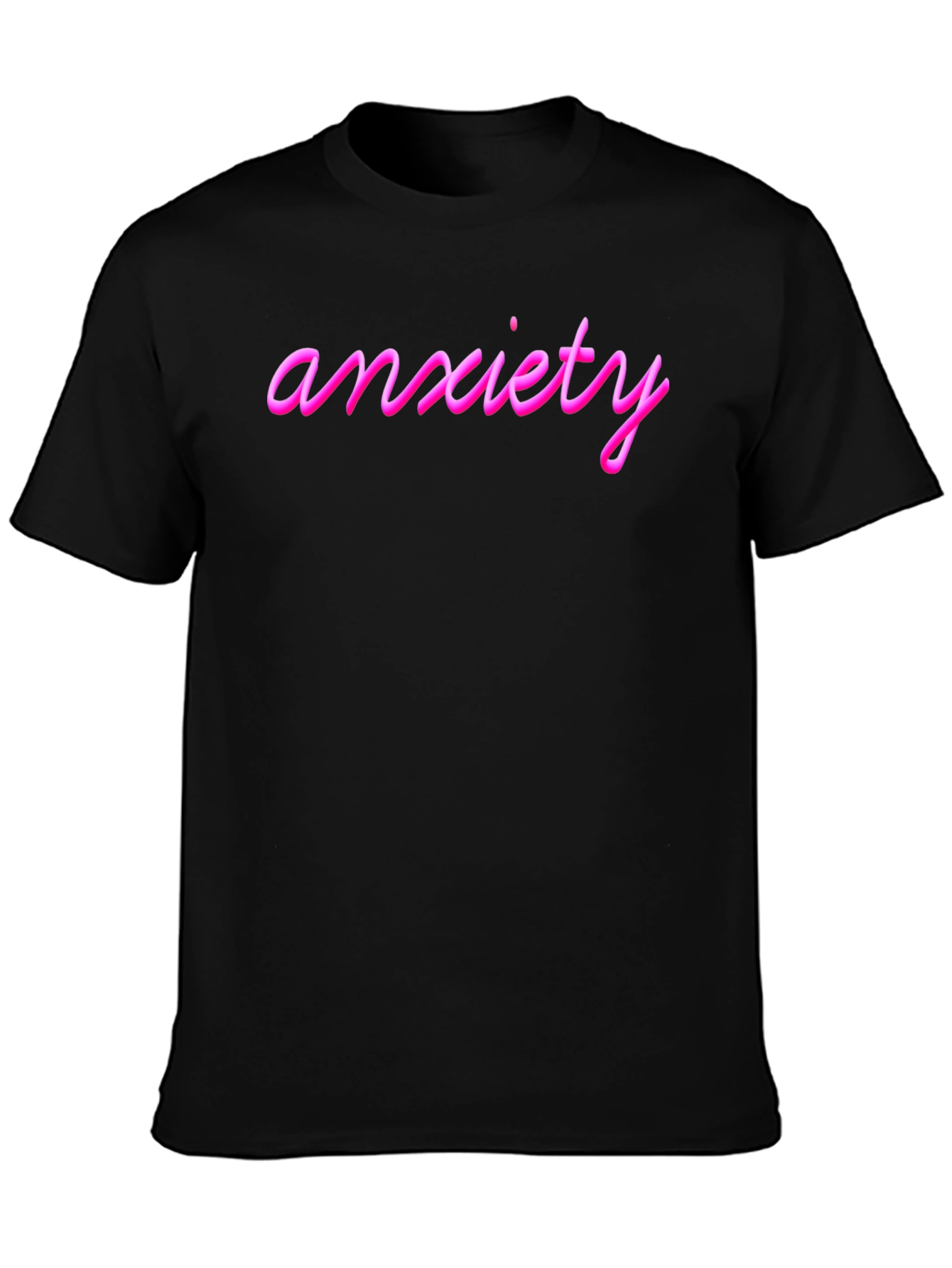 Anxiety Pink Text Black T-Shirt