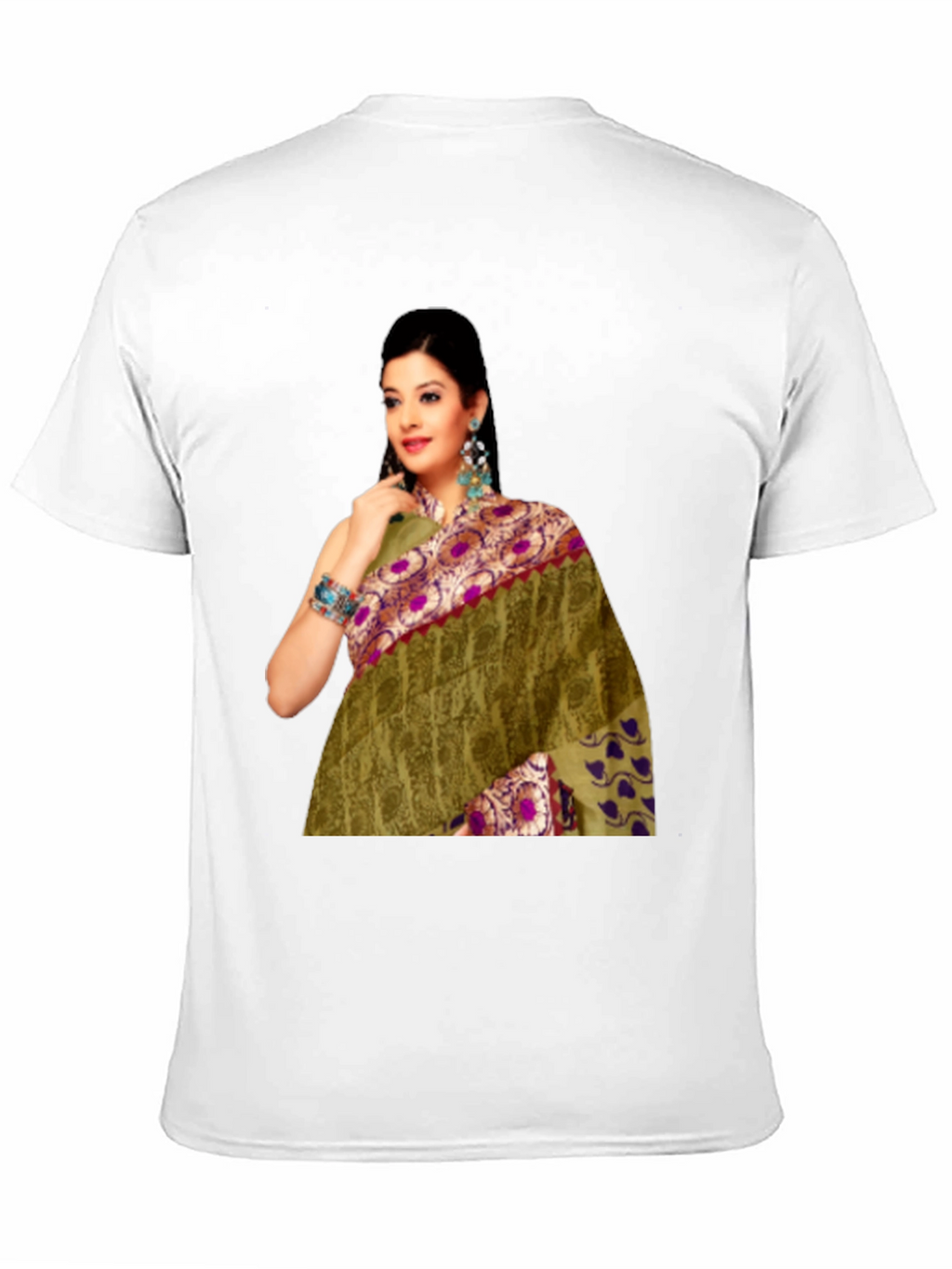 Black T-Shirt with Saree Print
