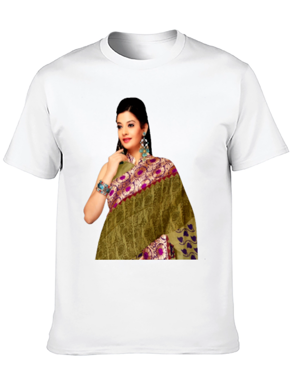 Black T-Shirt with Saree Print