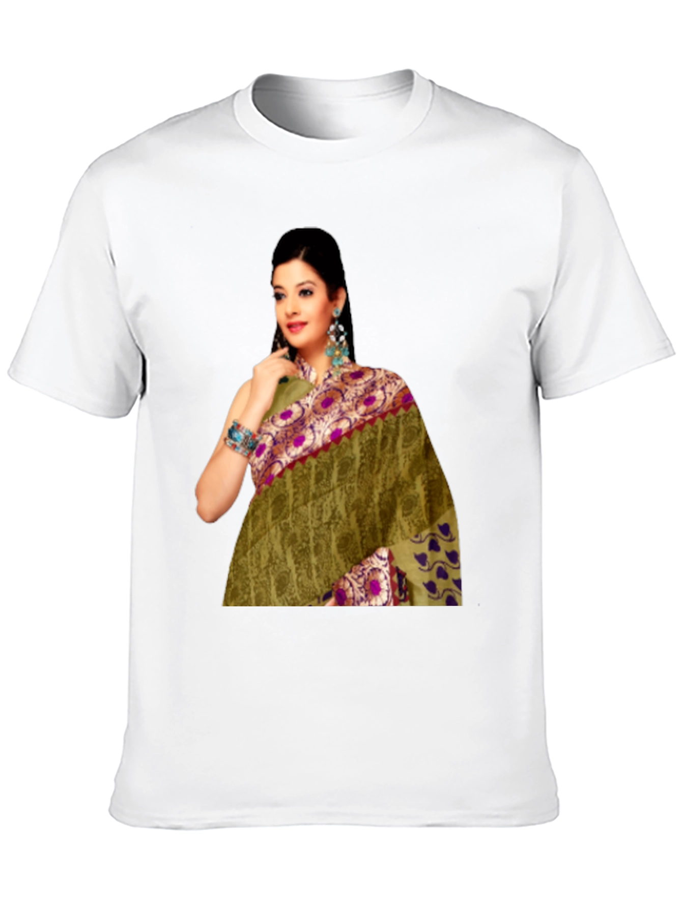 Black T-Shirt with Saree Print