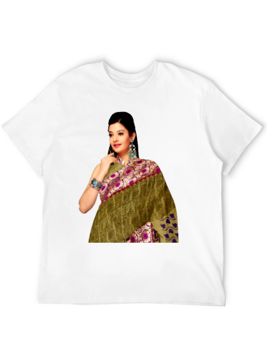 Black T-Shirt with Saree Print