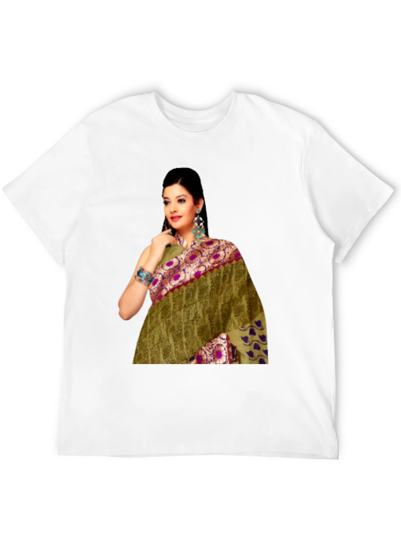 Black T-Shirt with Saree Print