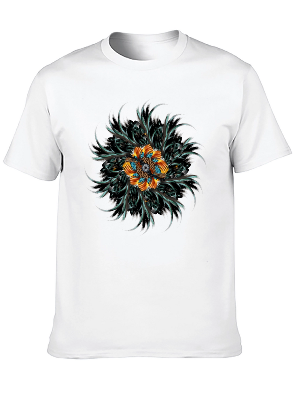 Abstract Floral Mandala Black T-Shirt