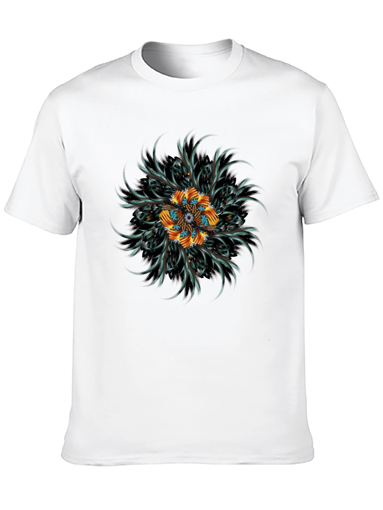 Abstract Floral Mandala Black T-Shirt
