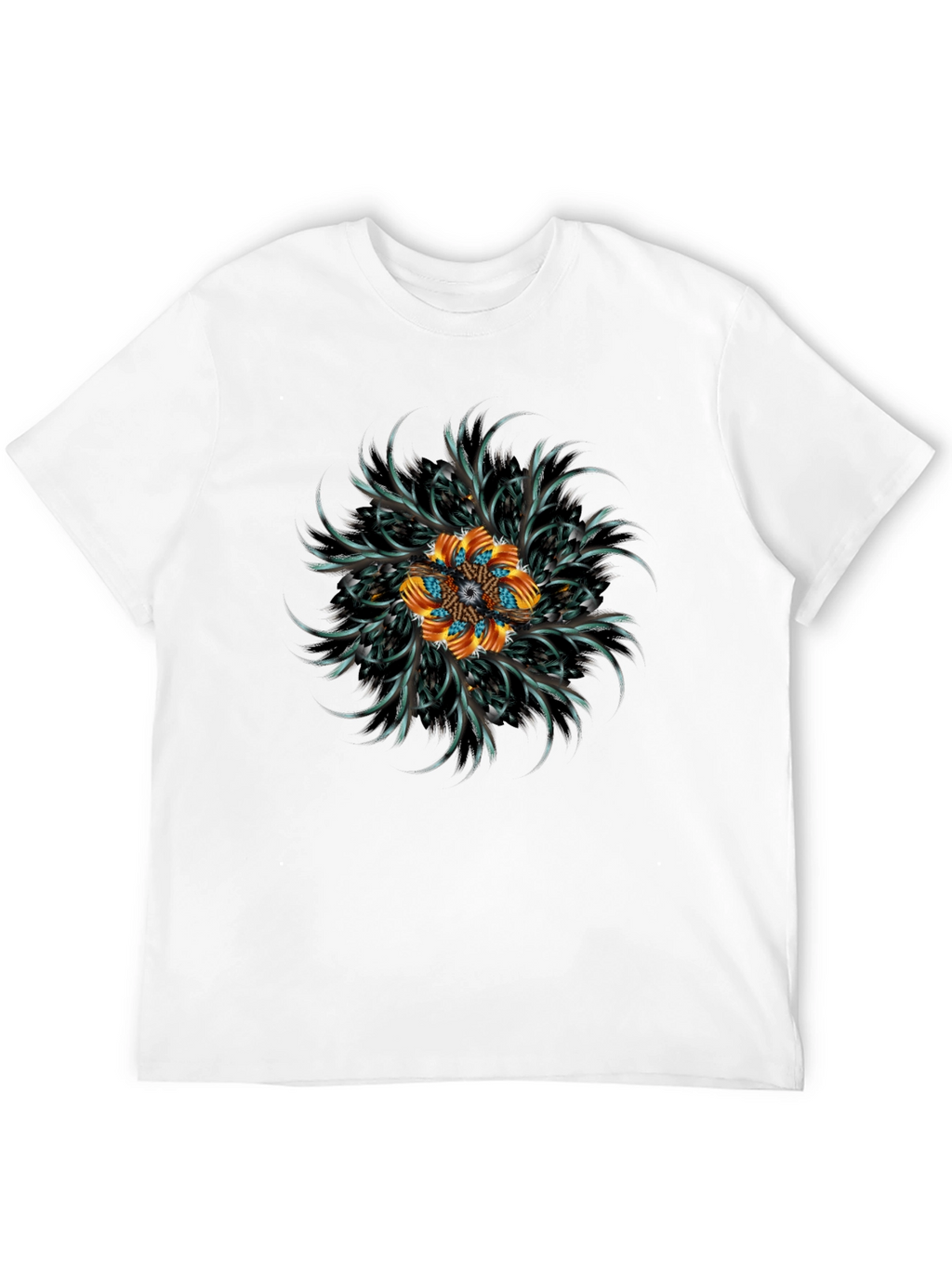 Abstract Floral Mandala Black T-Shirt