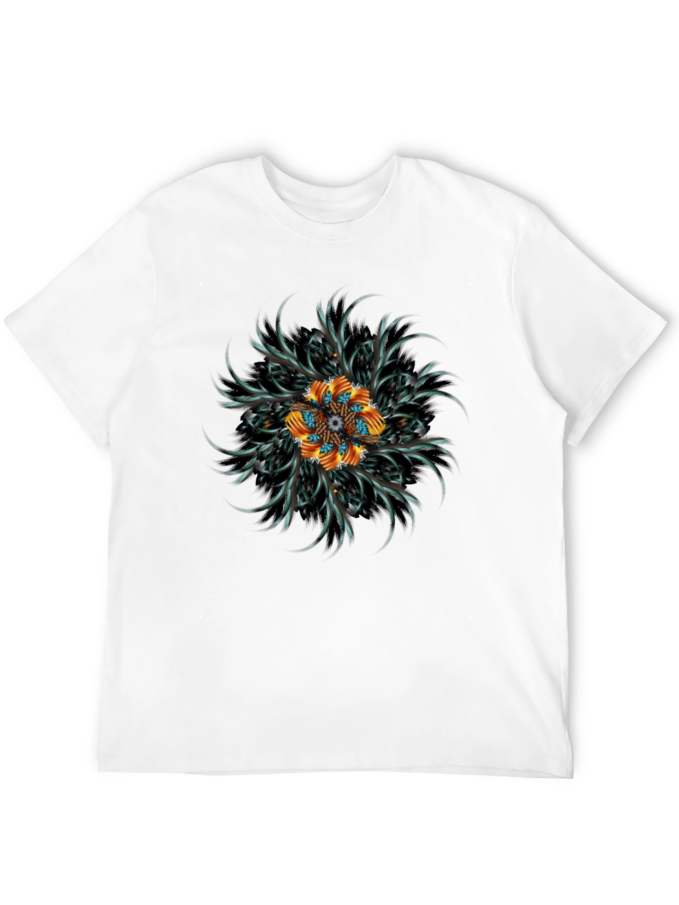 Abstract Floral Mandala Black T-Shirt