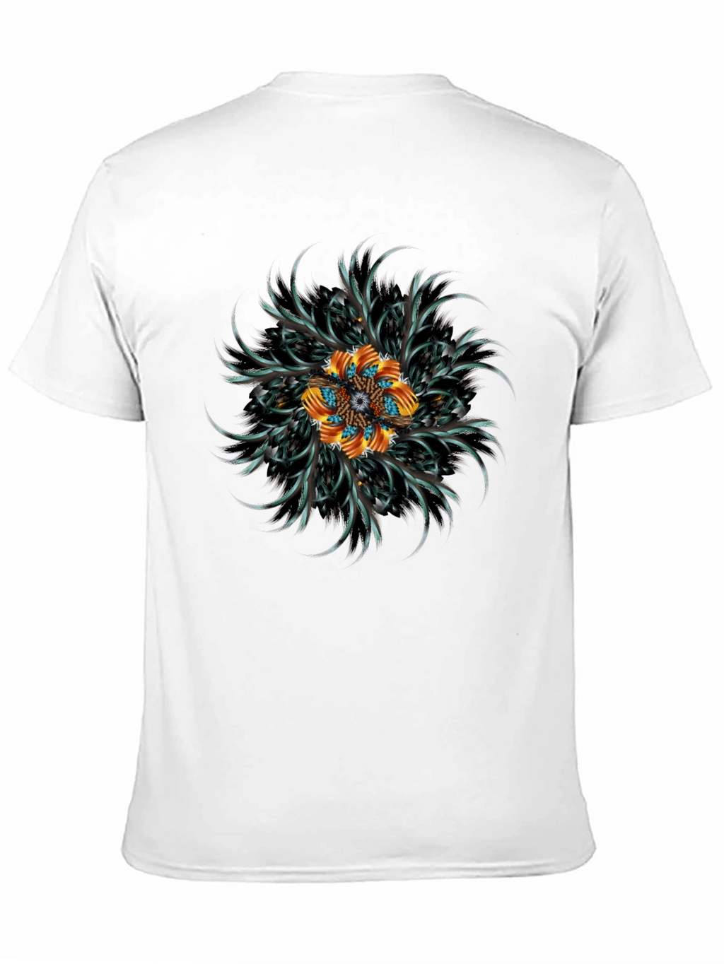Abstract Floral Mandala Black T-Shirt