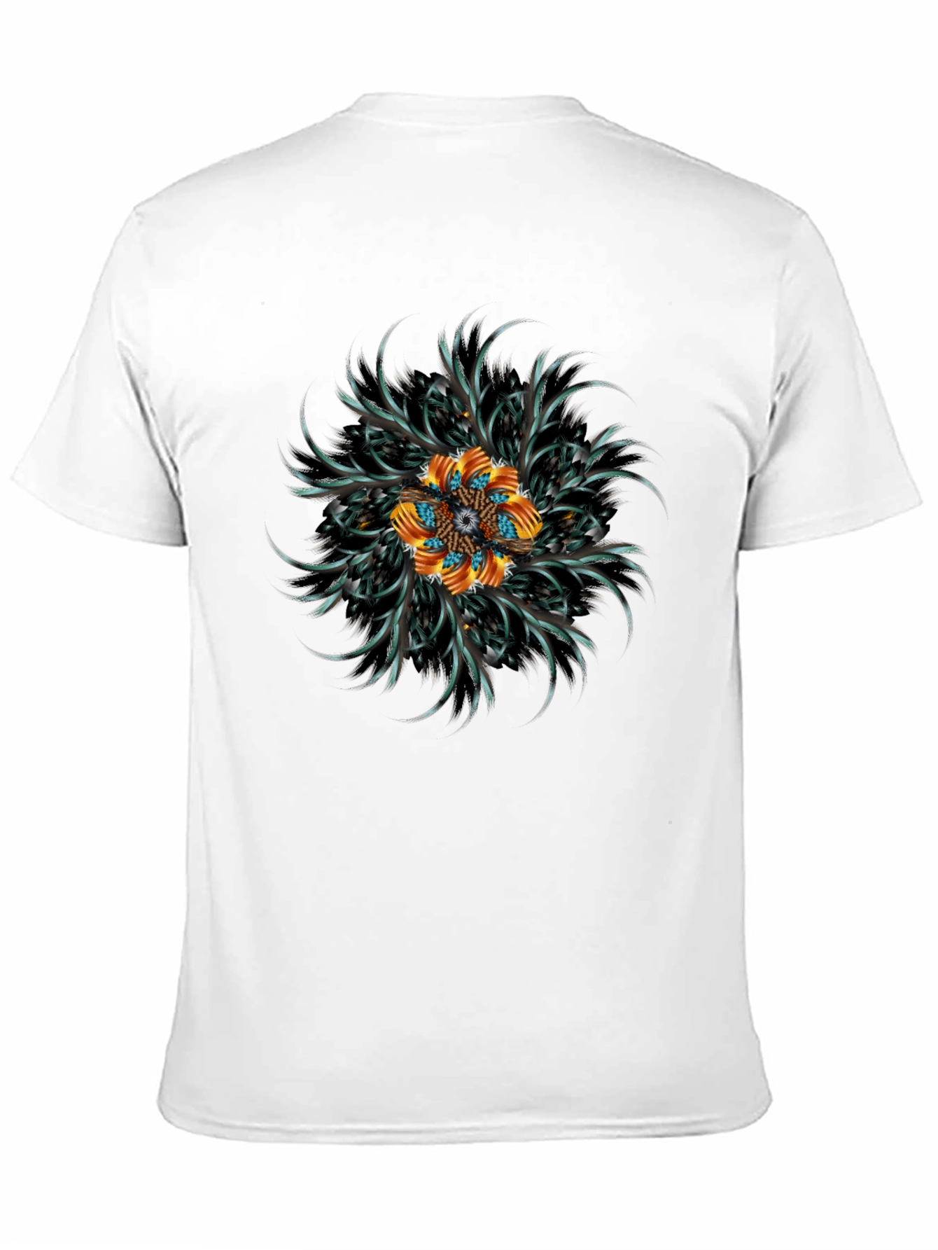 Abstract Floral Mandala Black T-Shirt