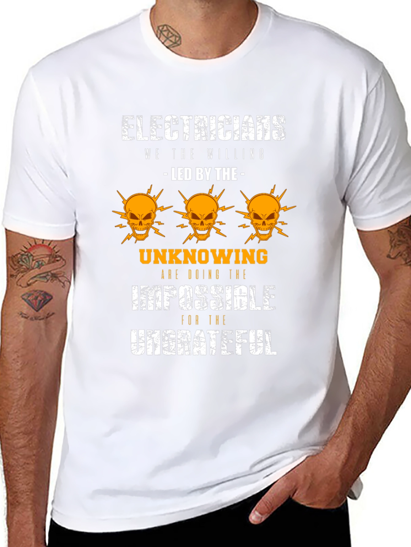 Electricians Funny T-Shirt - The Willing Doing The Impossible