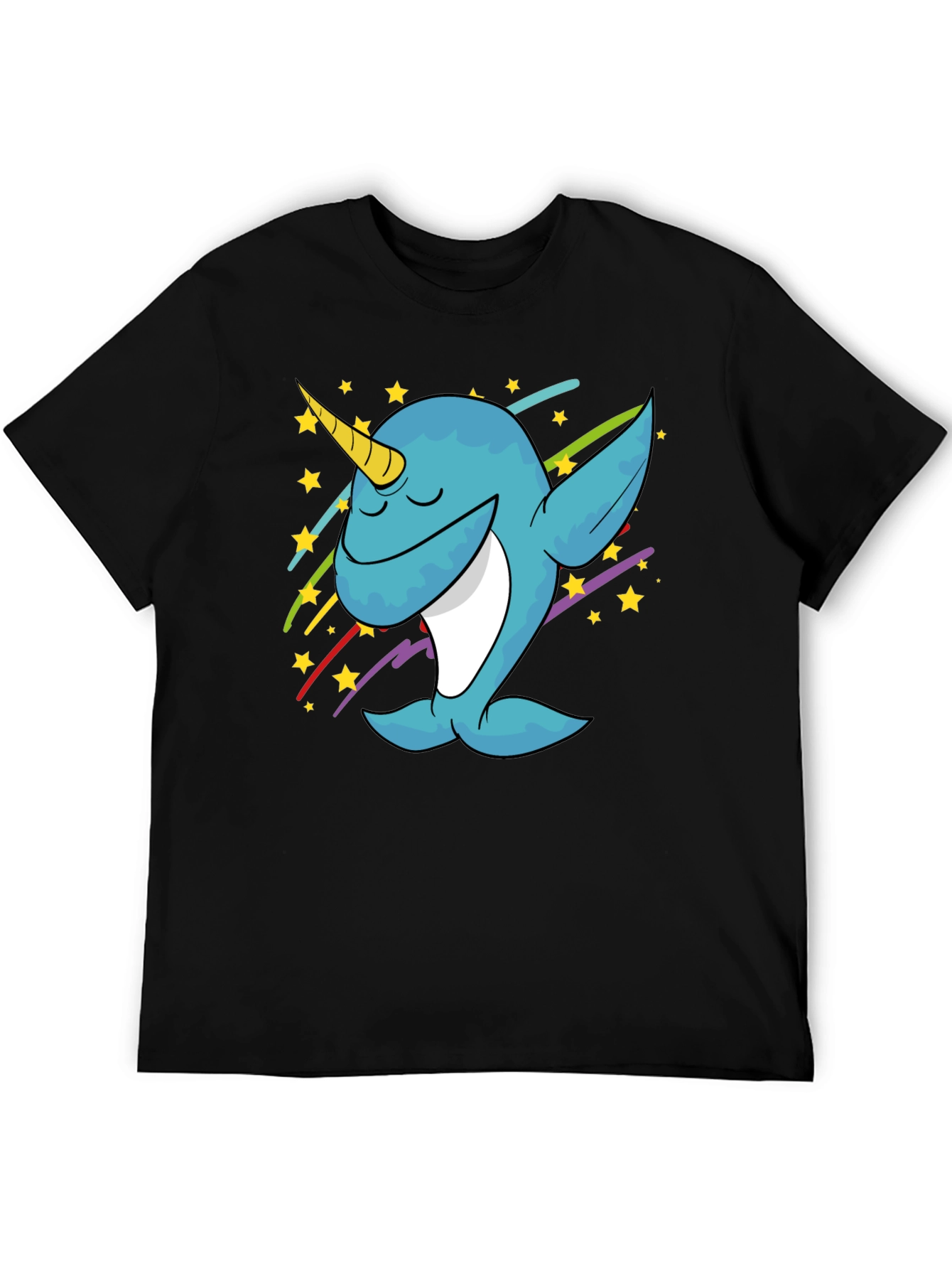 Dabbing Narwhal Graphic Tee - Trendy Black T-Shirt