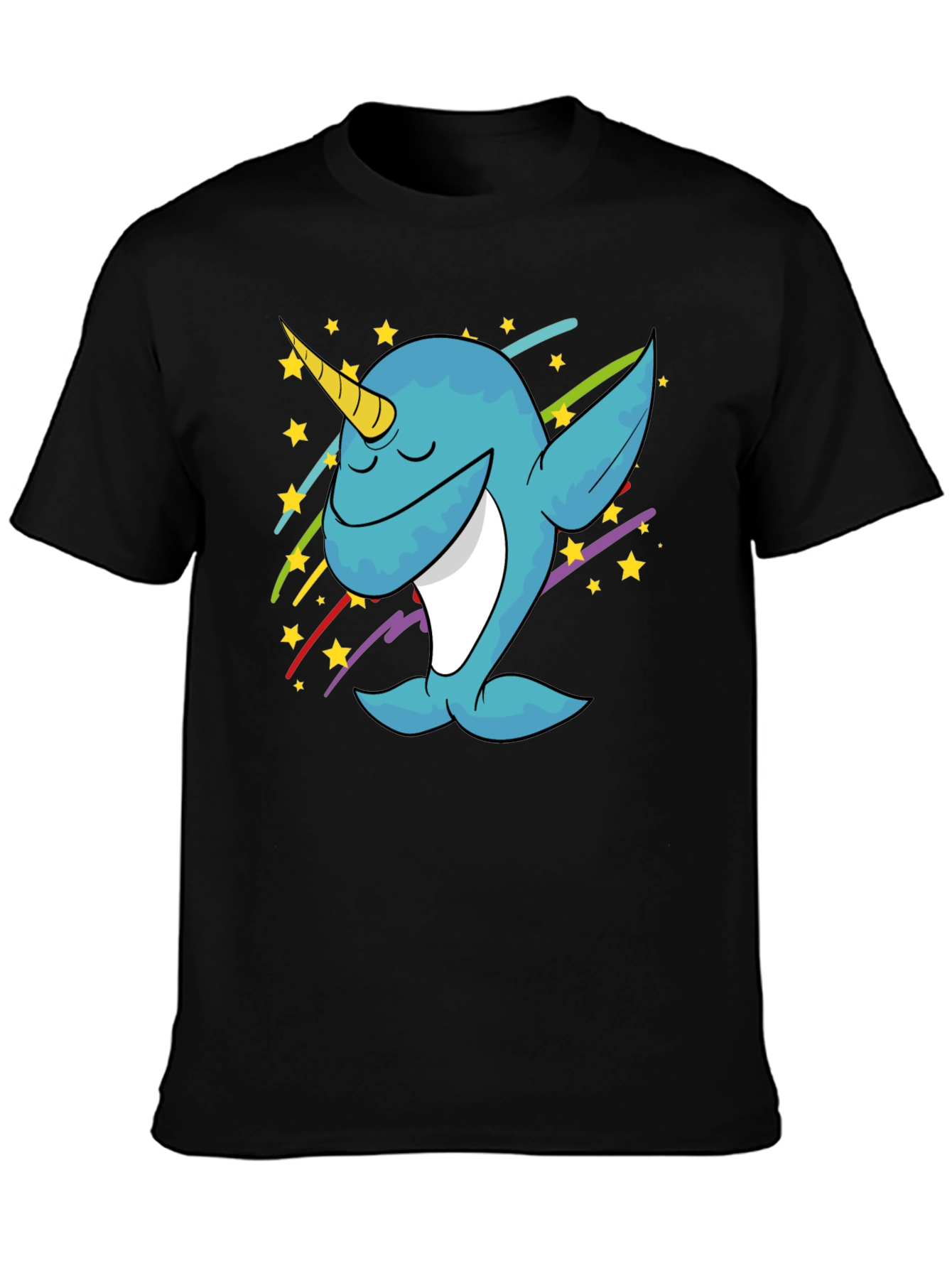 Dabbing Narwhal Graphic Tee - Trendy Black T-Shirt