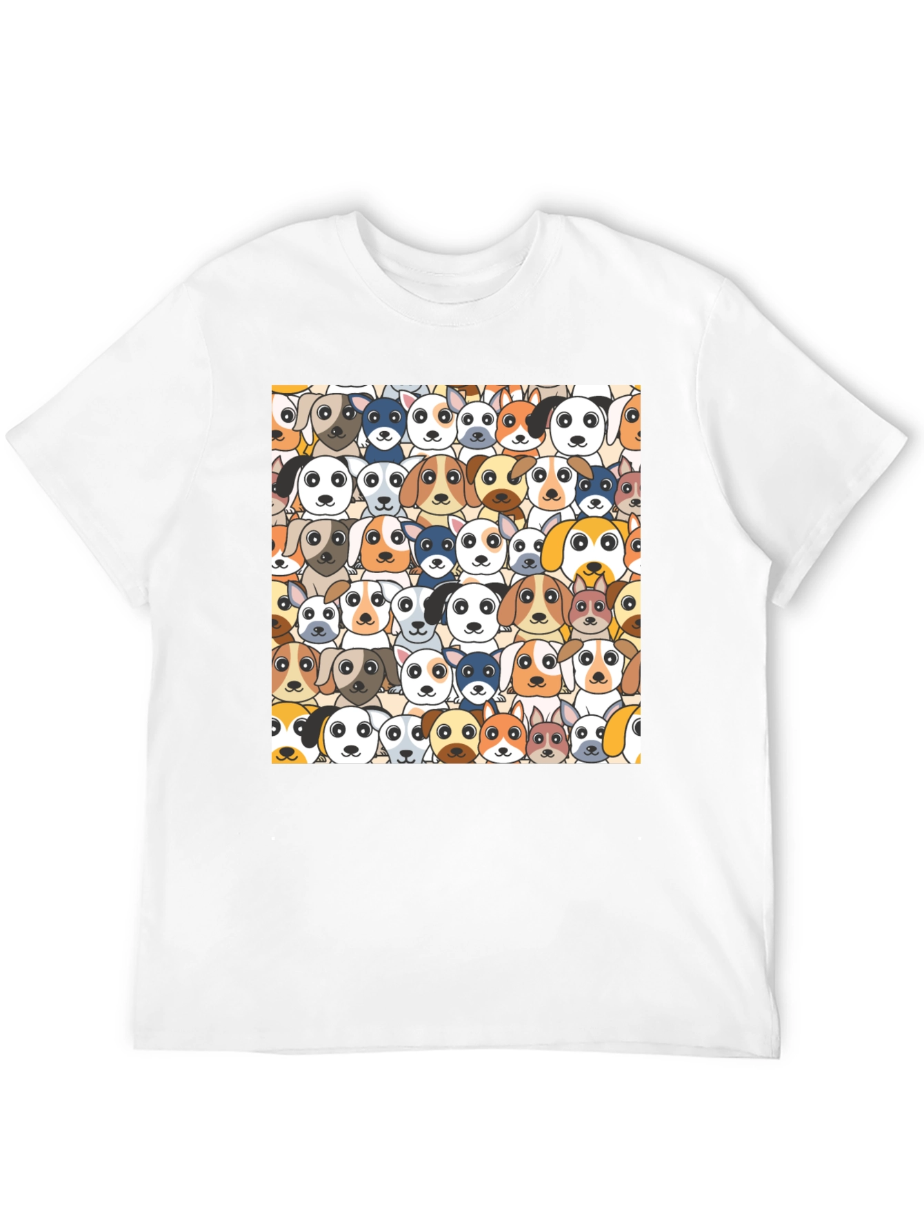 Dog Faces Graphic Print Black T-Shirt