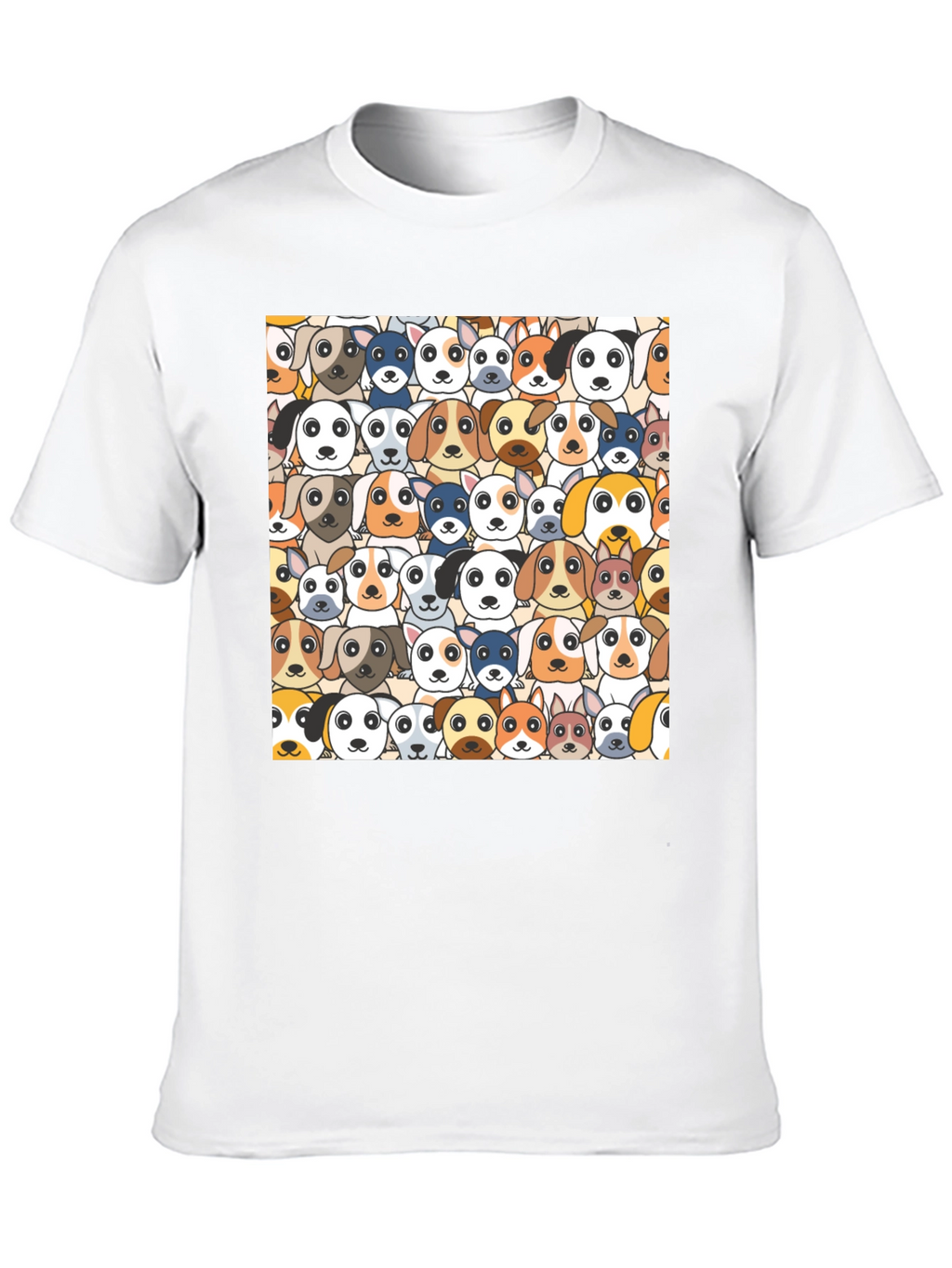 Dog Faces Graphic Print Black T-Shirt