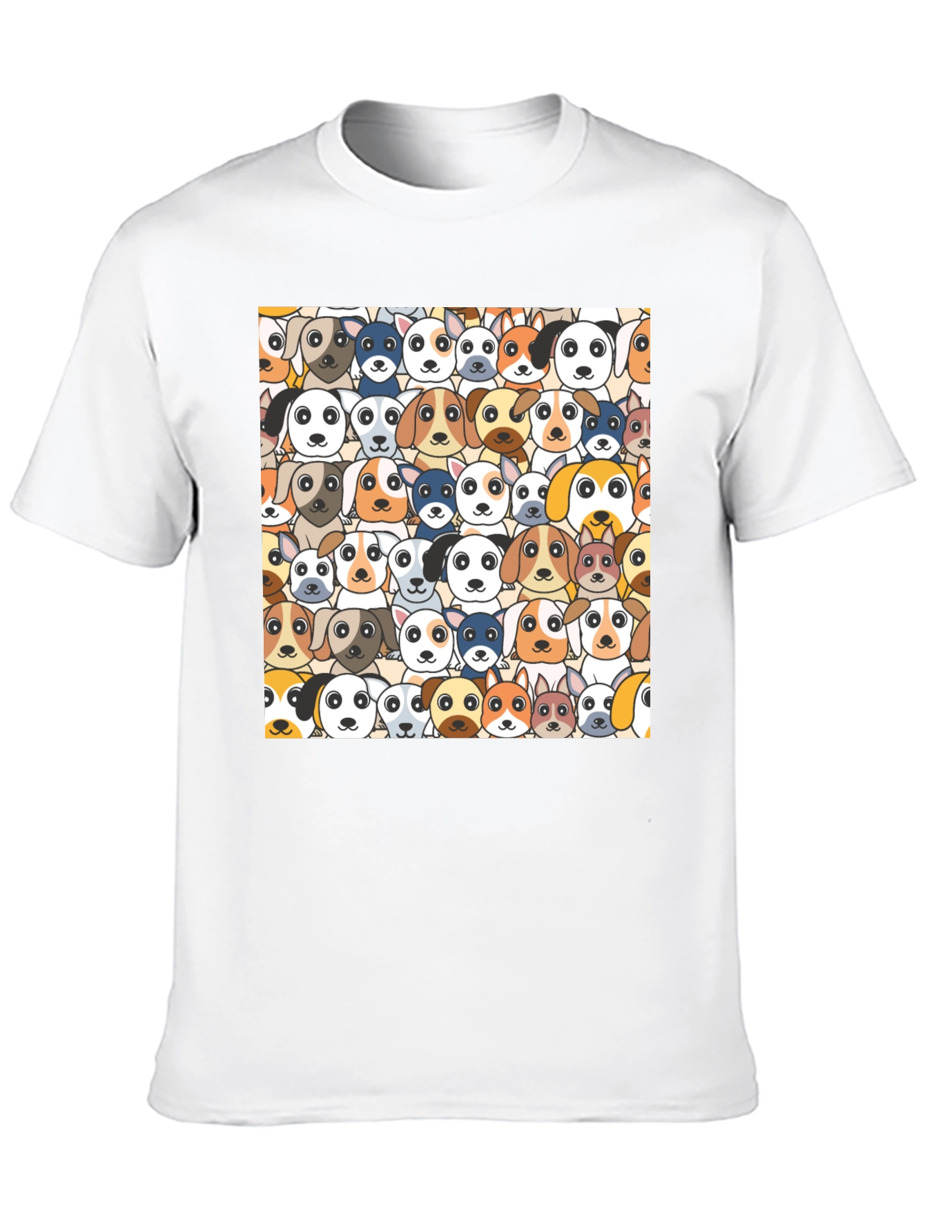 Dog Faces Graphic Print Black T-Shirt