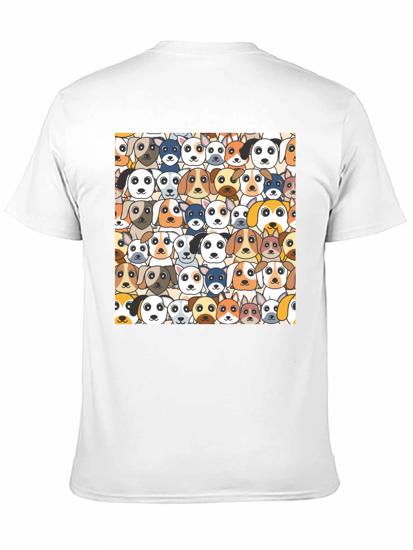 Dog Faces Graphic Print Black T-Shirt