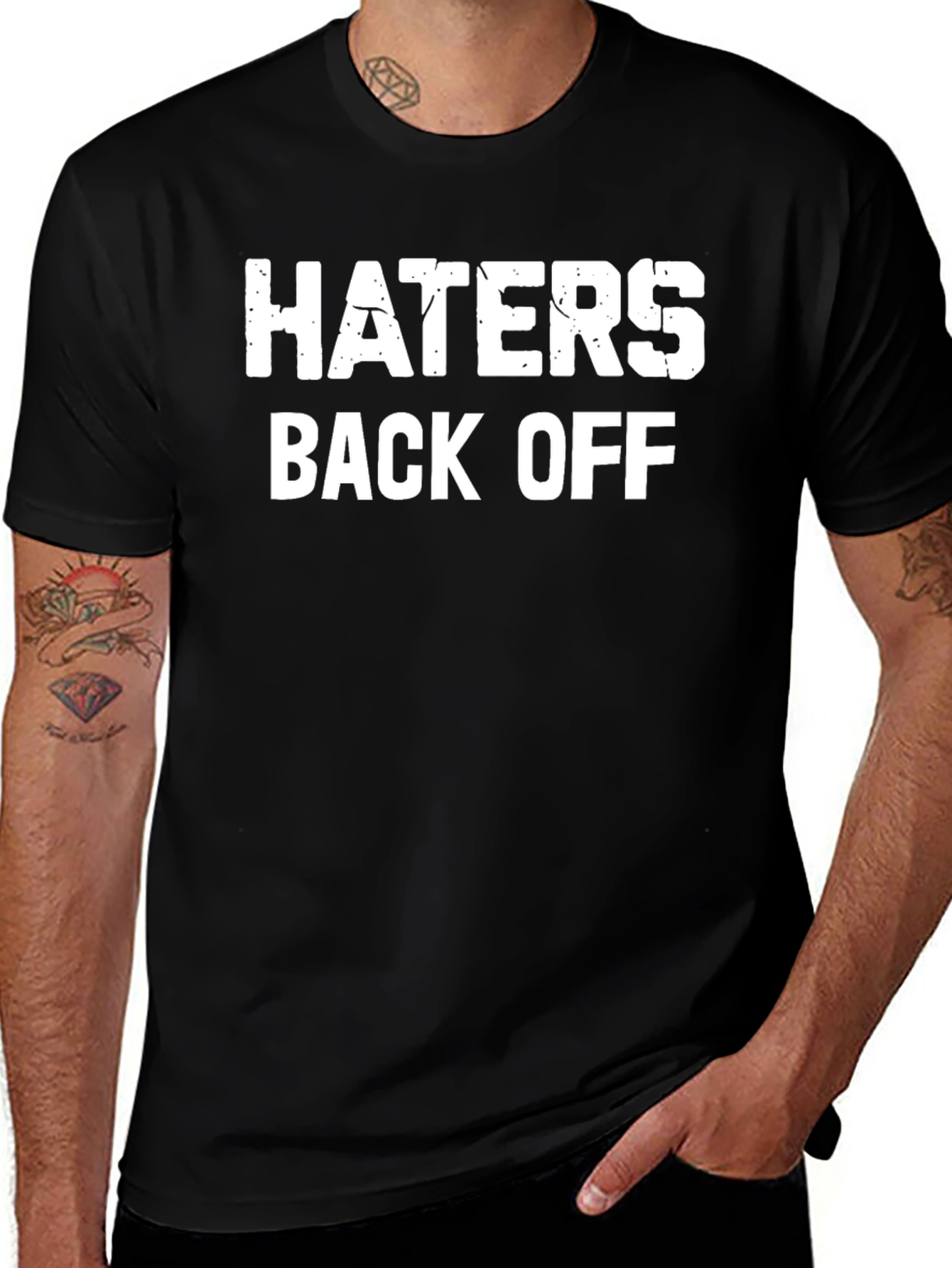 Haters Back Off Graphic Tee - Black Cotton Blend