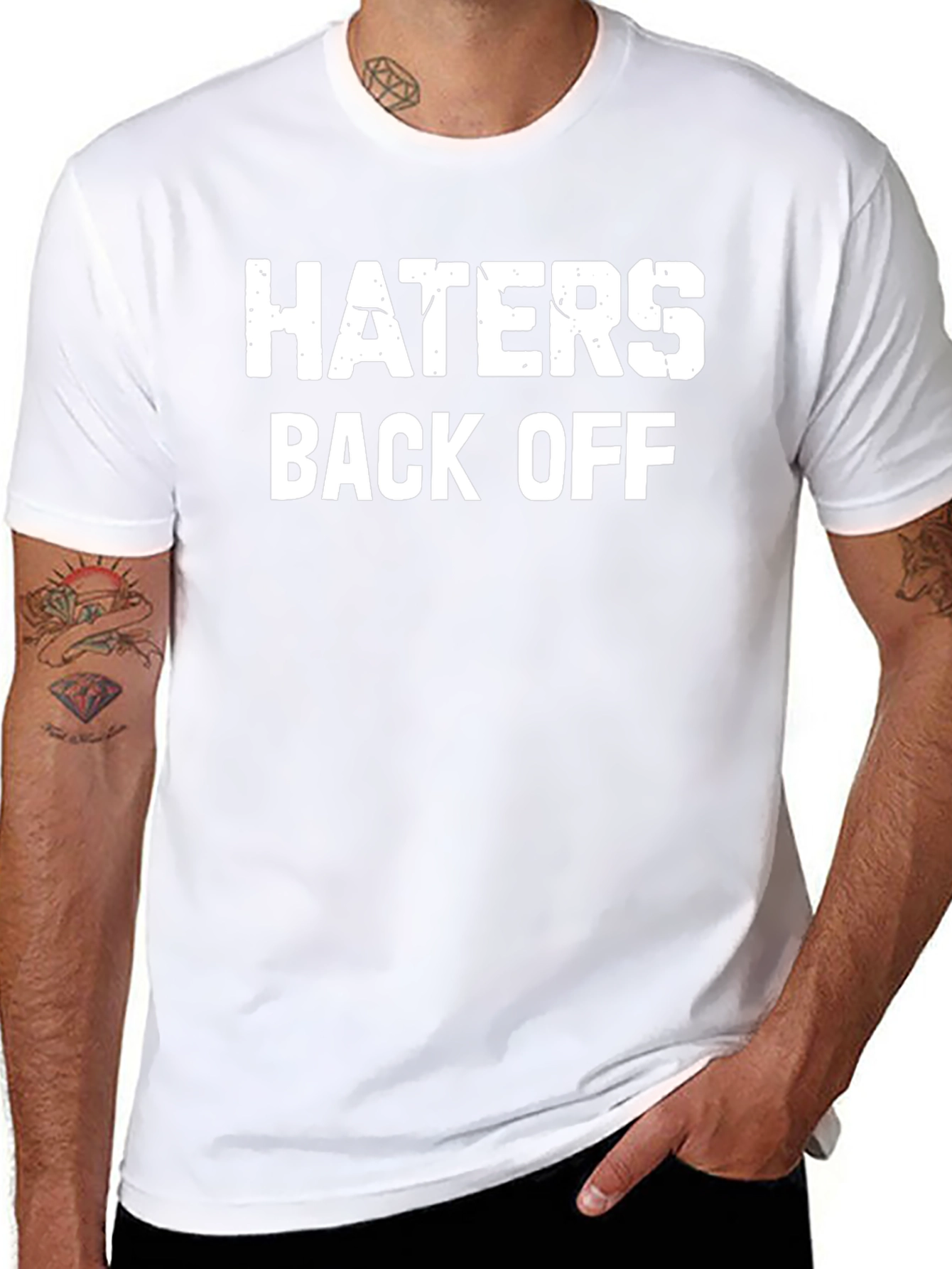 Haters Back Off Graphic Tee - Black Cotton Blend