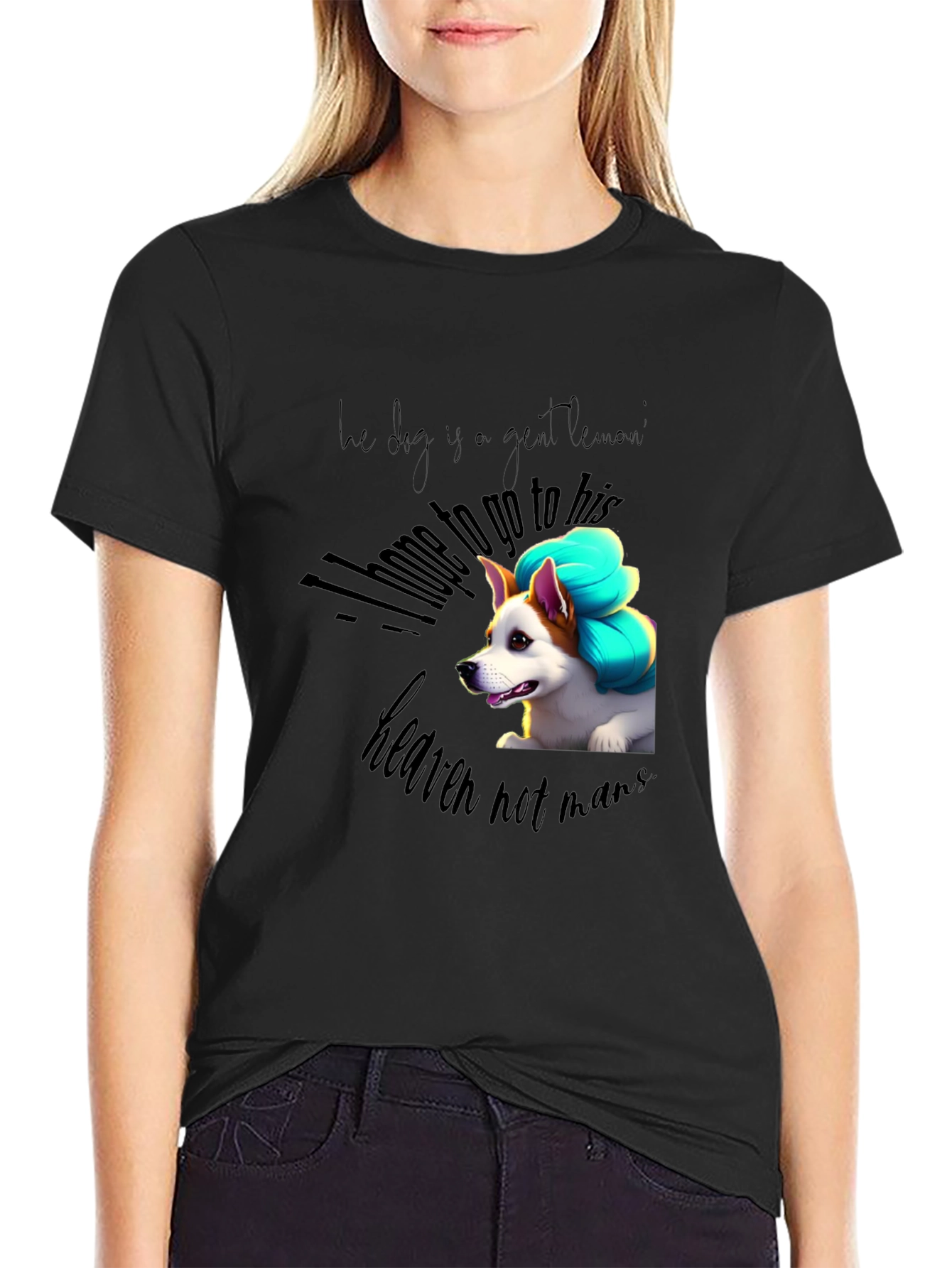 Dog Lover Tee: Heaven Not Man Graphic Print
