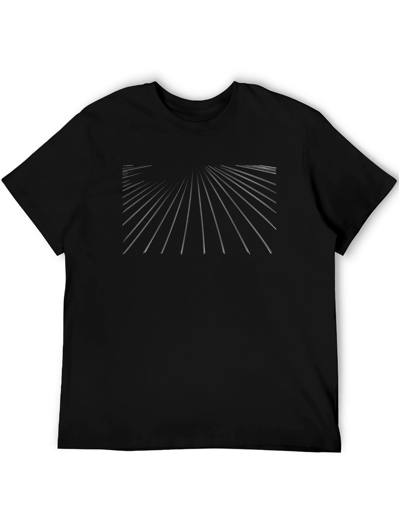 Abstract Perspective Line Graphic Tee - Modern Black T-Shirt