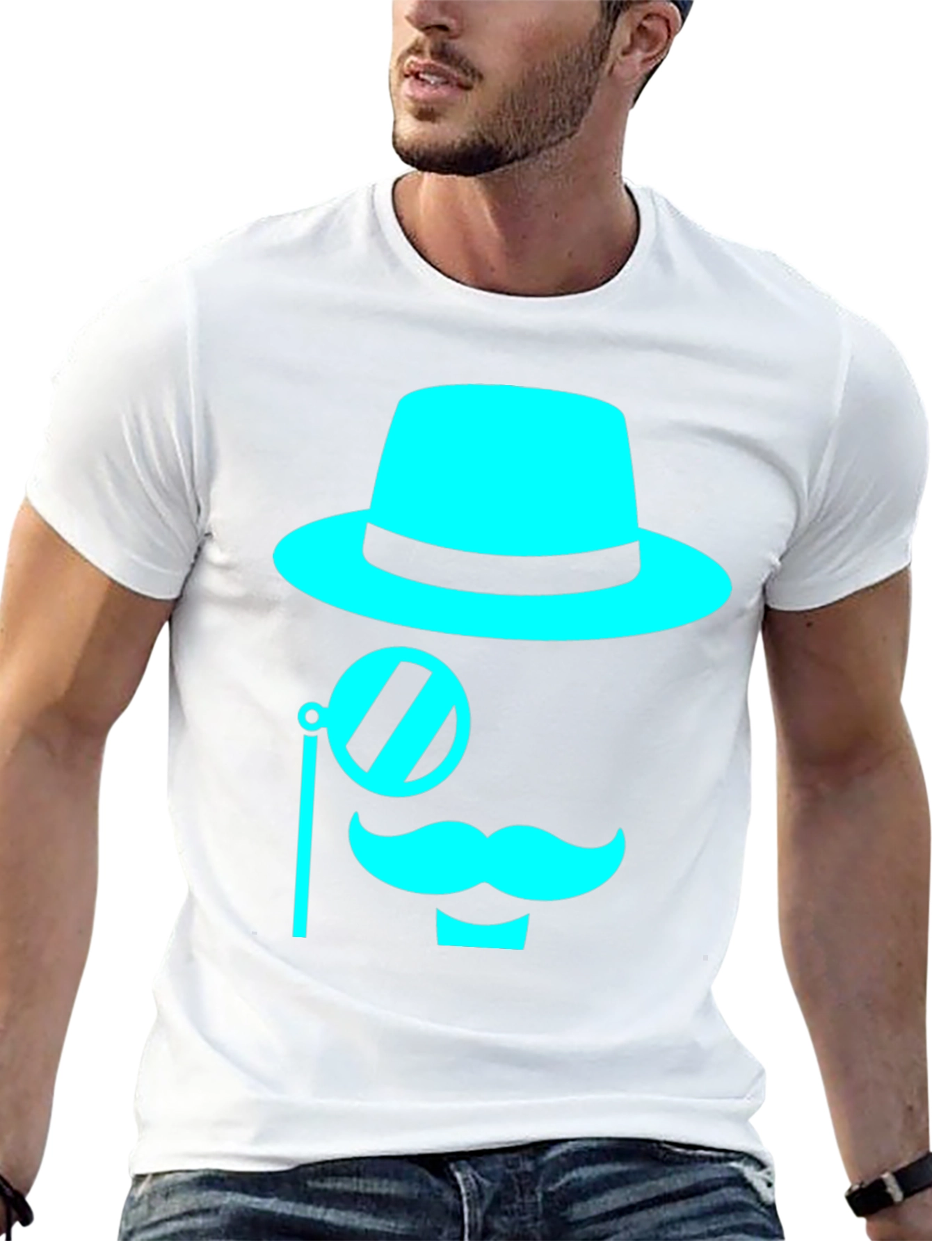Cyan Graphic Tee - Monocle & Moustache Design