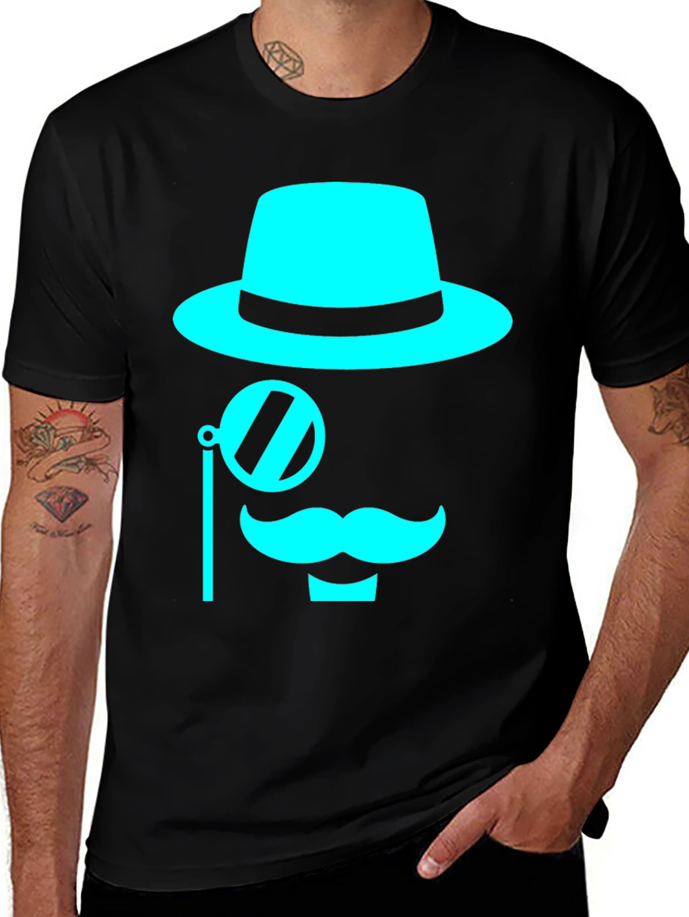 Cyan Graphic Tee - Monocle & Moustache Design