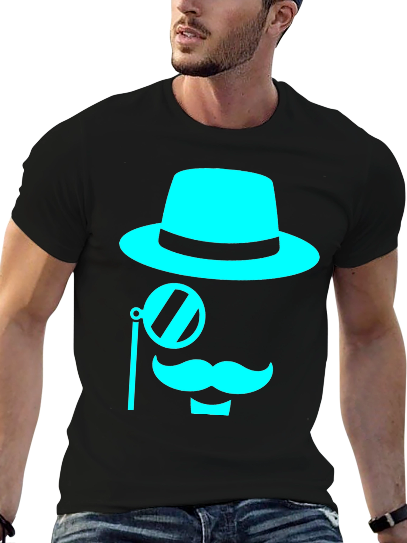 Cyan Graphic Tee - Monocle & Moustache Design