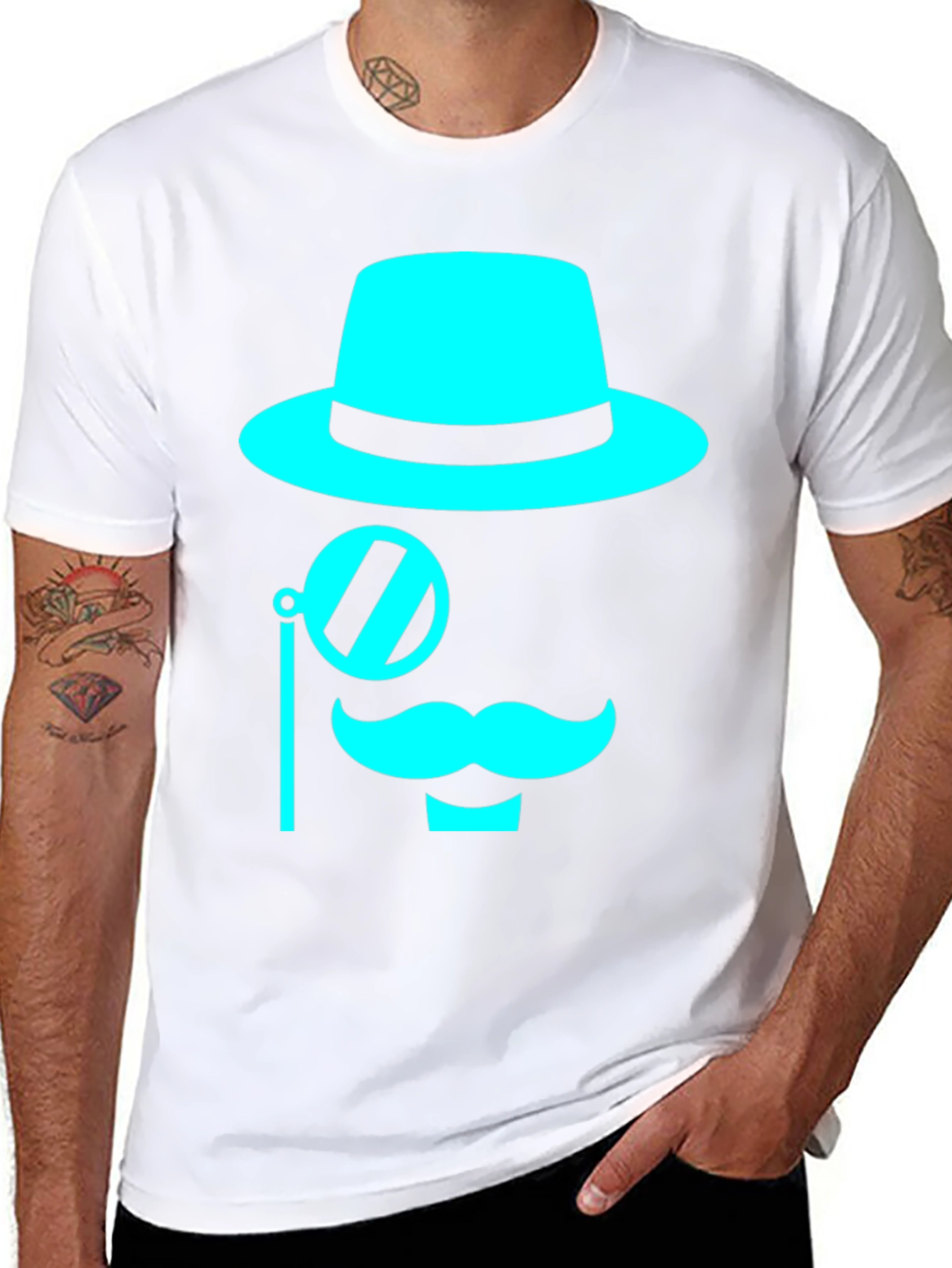 Cyan Graphic Tee - Monocle & Moustache Design