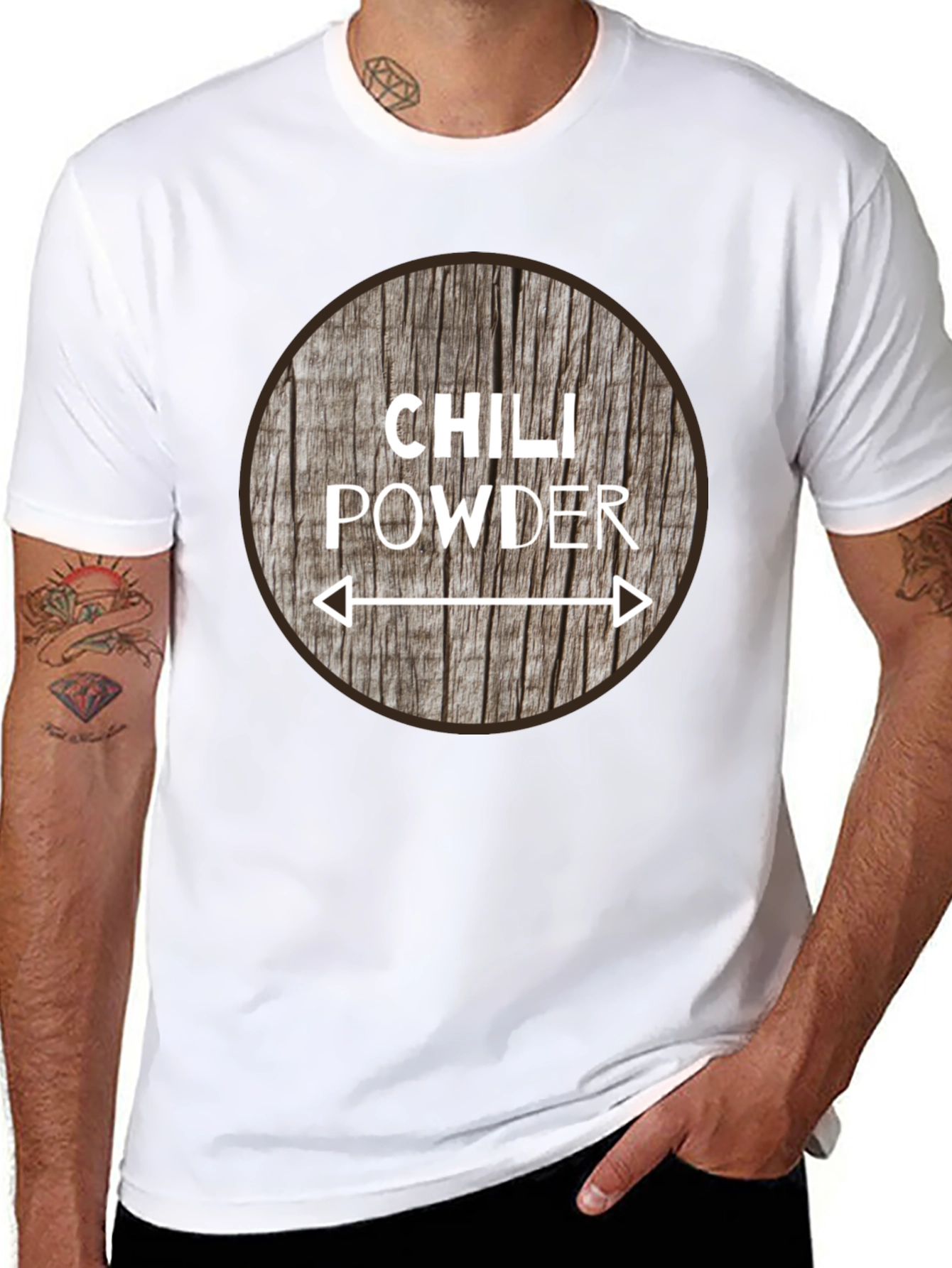 Chili Powder Graphic Tee - Unique Wood Design