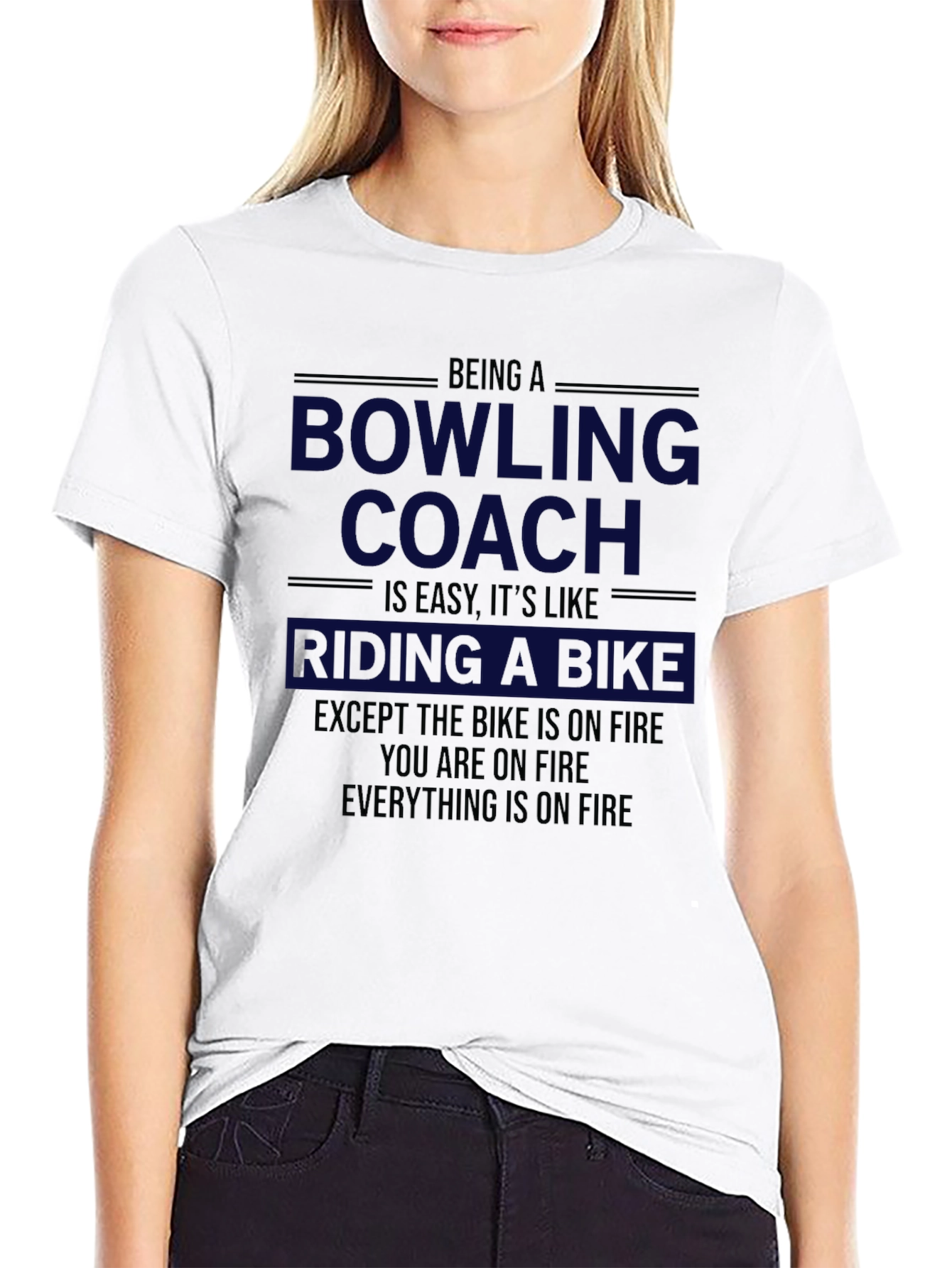 Bowling Coach T-Shirt - Riding a Bike on Fire!