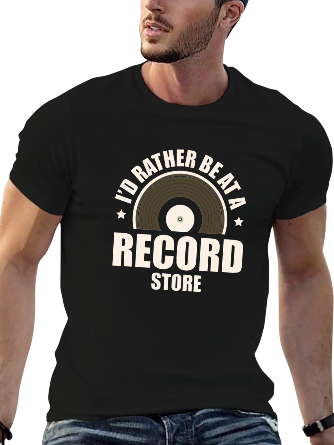 Id Rather Be At a Record Store Graphic Tee